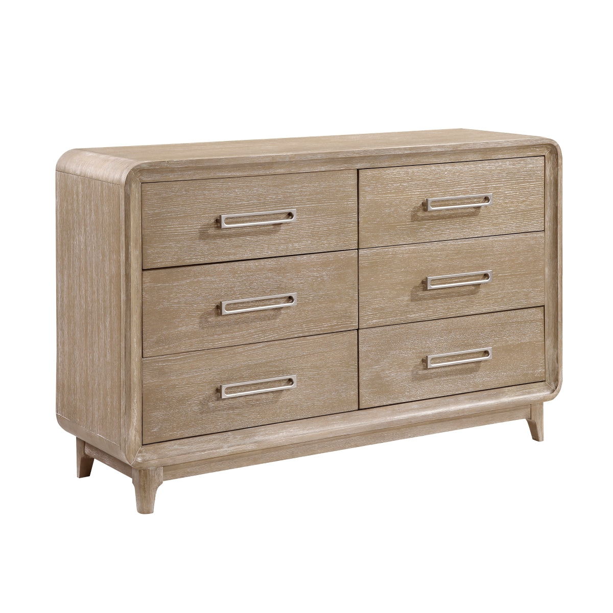 MAZ Wilshire Collection dresser with matching mirror, wooden finish, and modern design, shown from the side view.