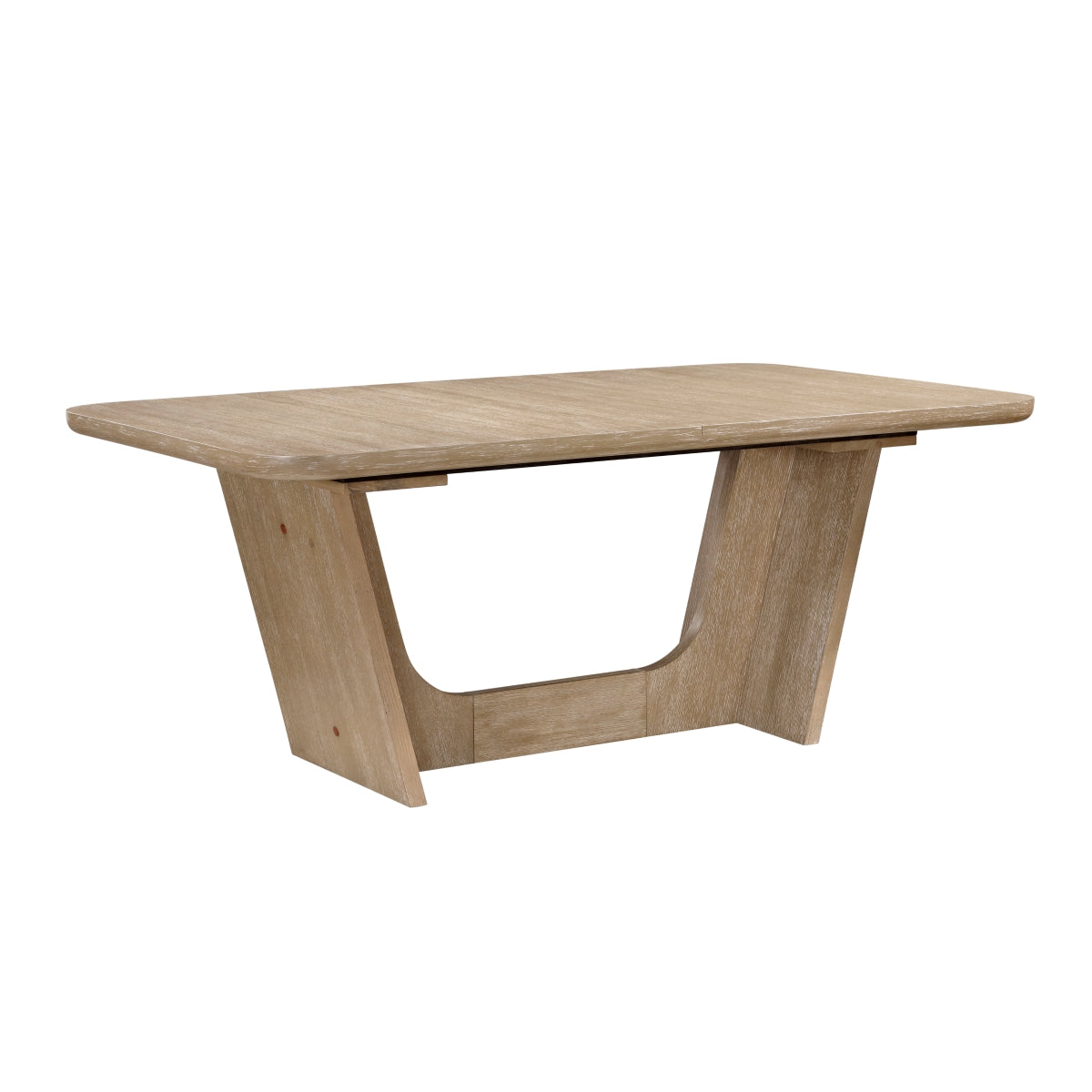 MAZ Wilshire Oak Dining Table shown from the side, featuring a sleek wooden surface and sturdy legs for modern dining spaces.