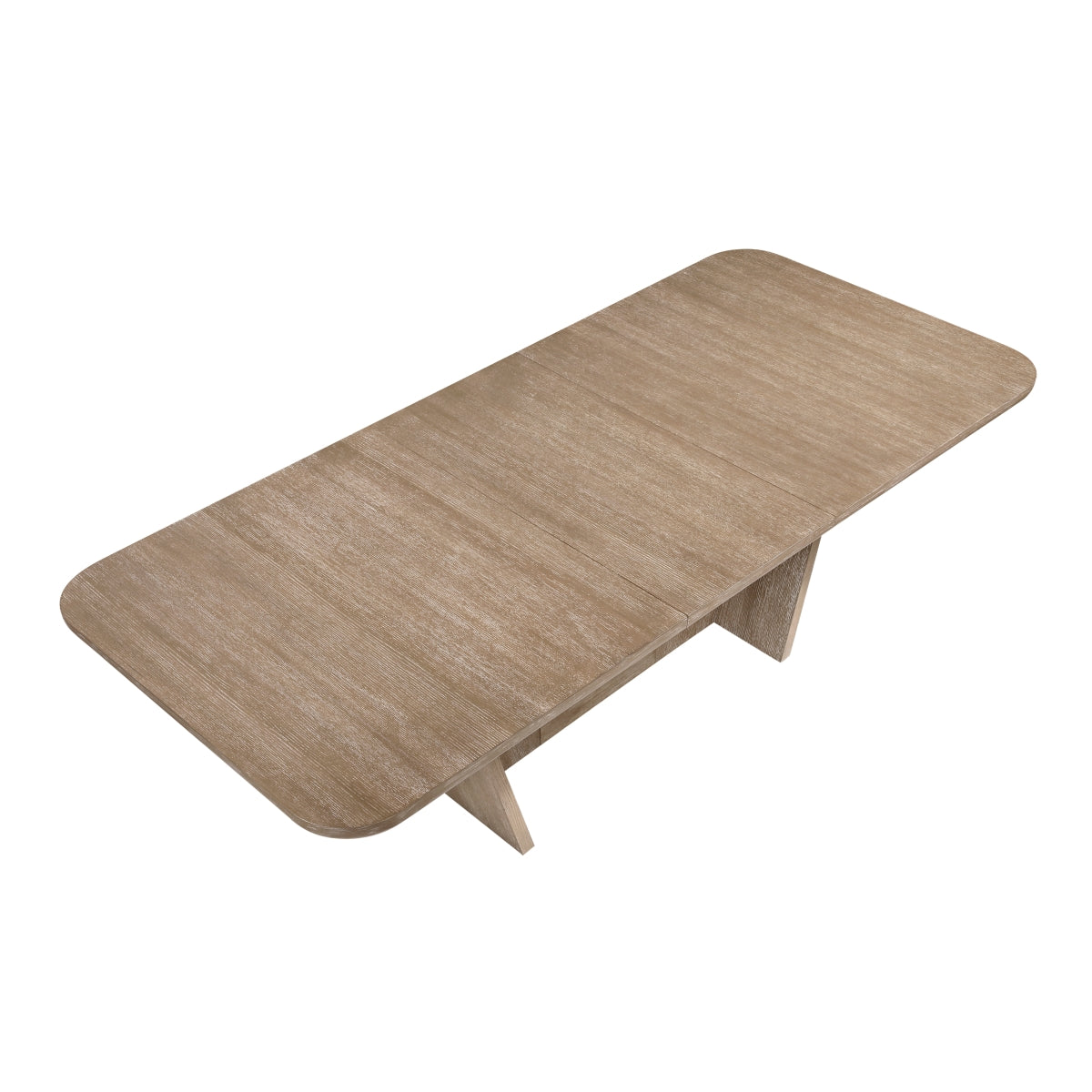 MAZ Wilshire Oak Dining Table shown from the side, featuring a sleek wooden surface and sturdy legs for modern dining spaces.
