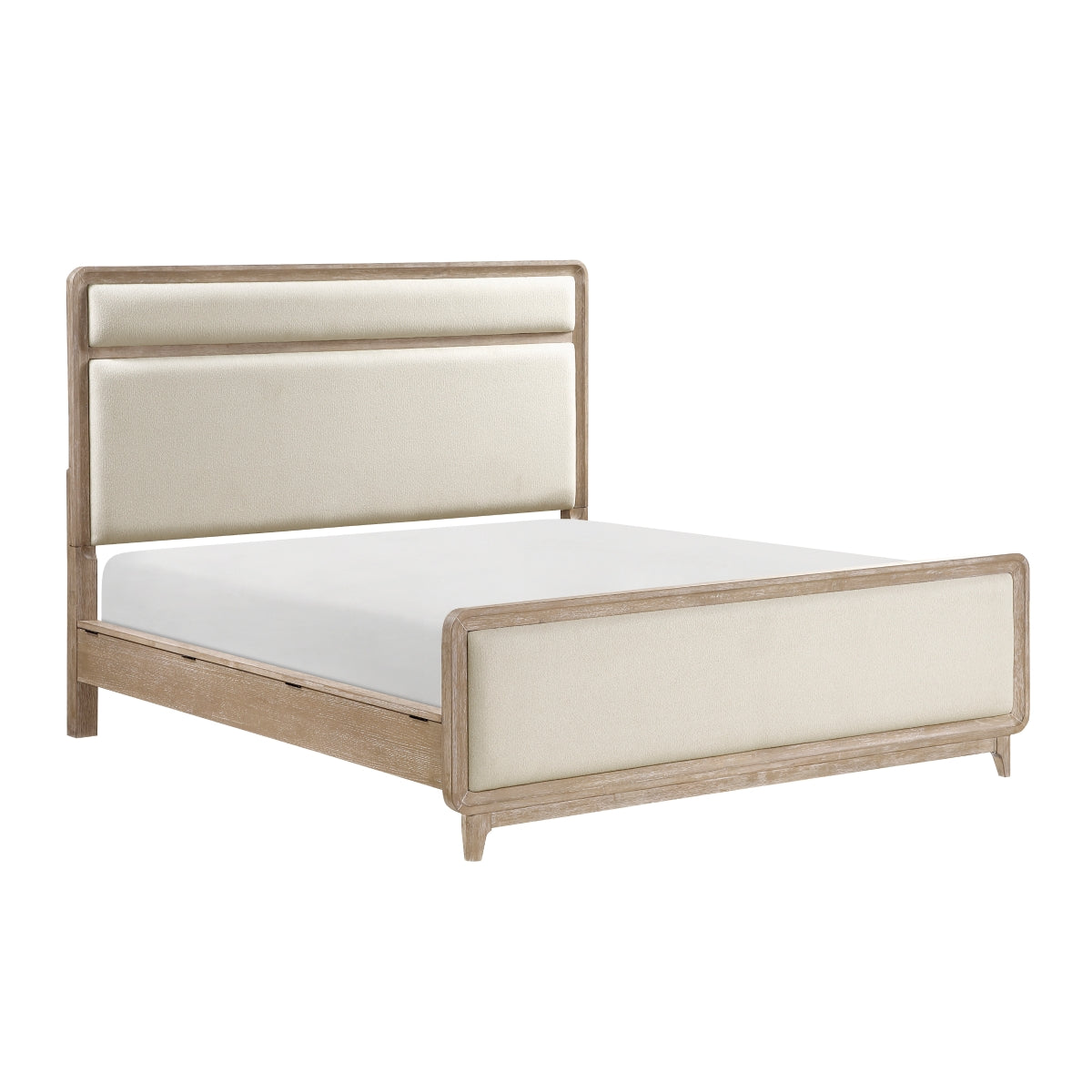 MAZ Wishire Collection beige bed with side view, showcasing a modern bedroom furniture piece with a sleek design.