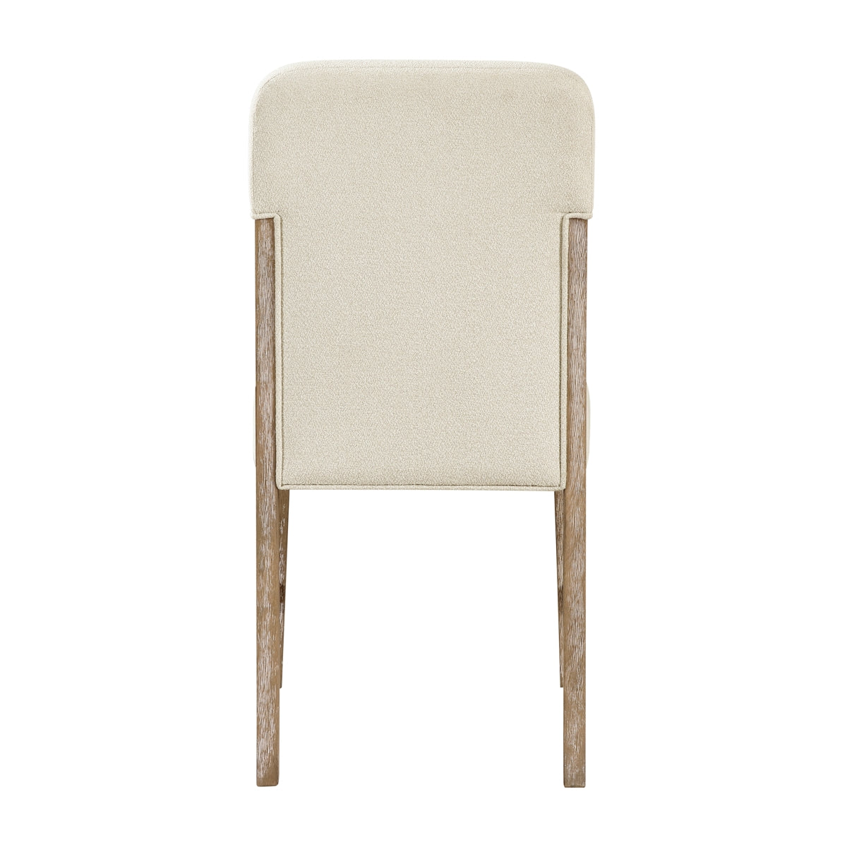 Set of two MAZ Wilshire Collection cream dining chairs with padded backs, showcasing elegant upholstery and modern design.