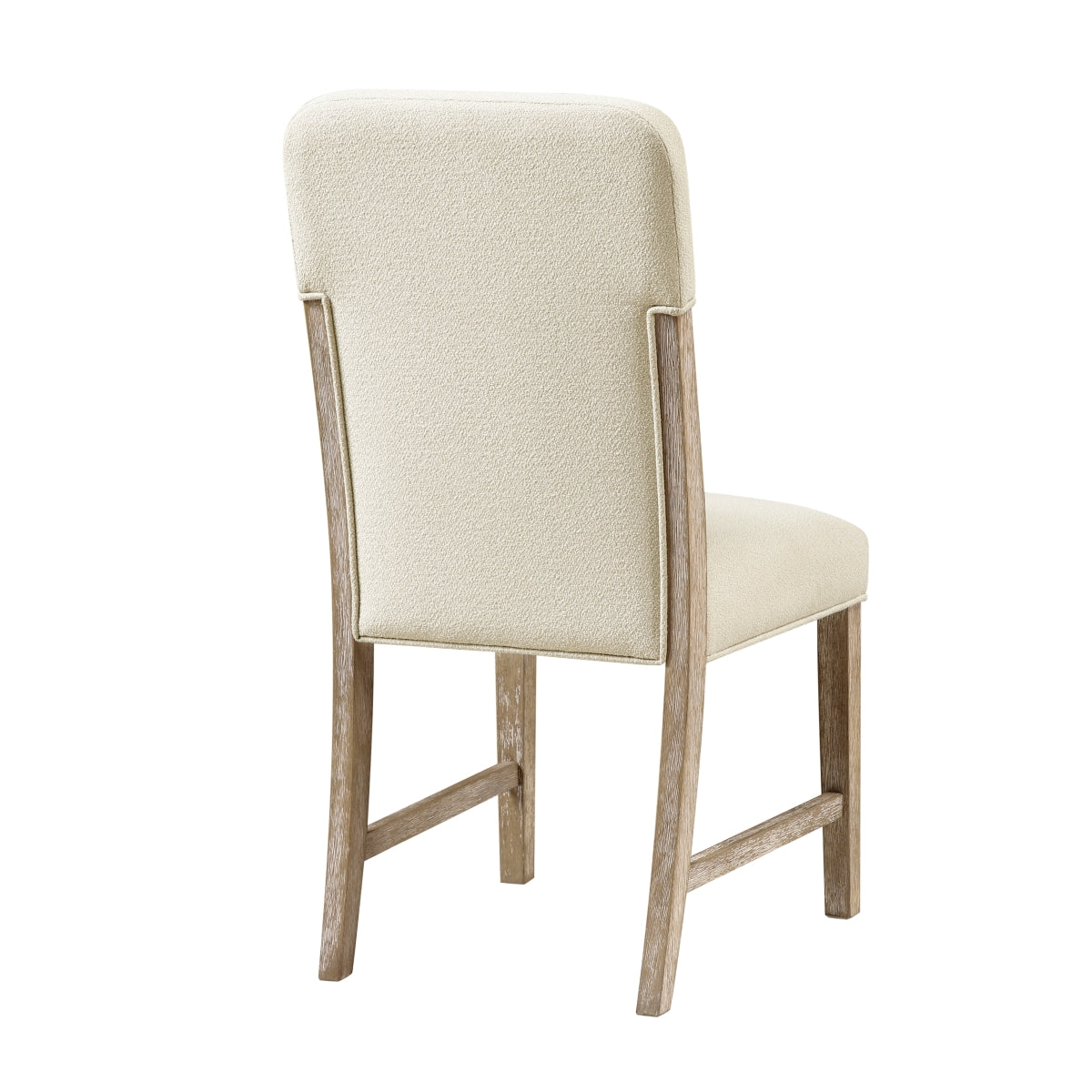 Set of two MAZ Wilshire Collection cream dining chairs with wooden legs, shown from the back with a clean, modern design.