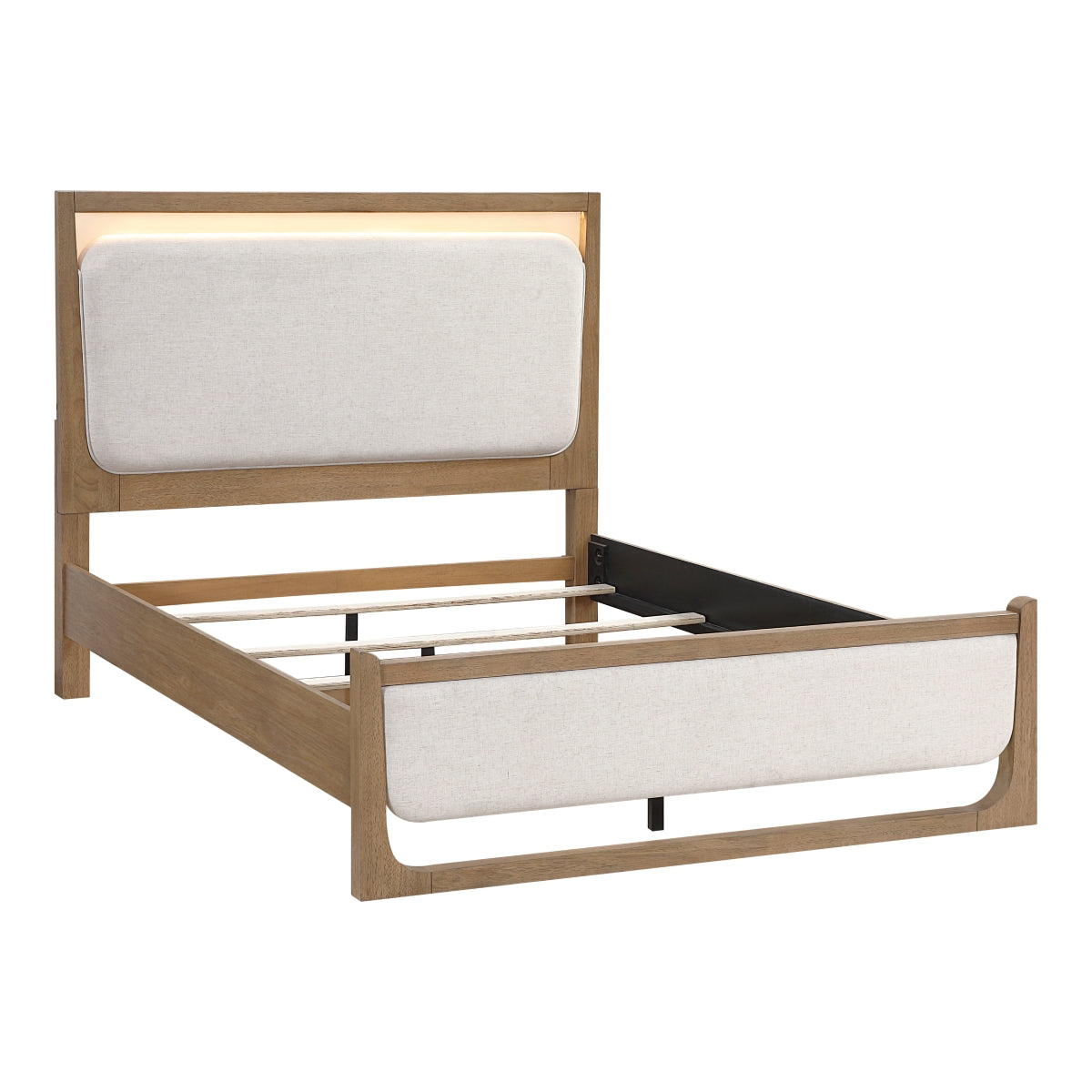 MAZ Riley Collection Bed shown from side view, featuring a modern design with a sturdy frame and upholstered headboard.