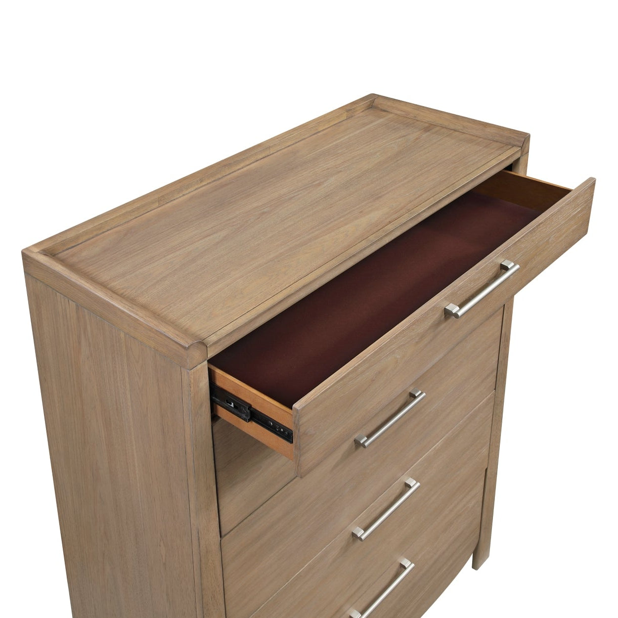 Close-up of the MAZ Riley Collection chest showing wood grain and detailed craftsmanship.