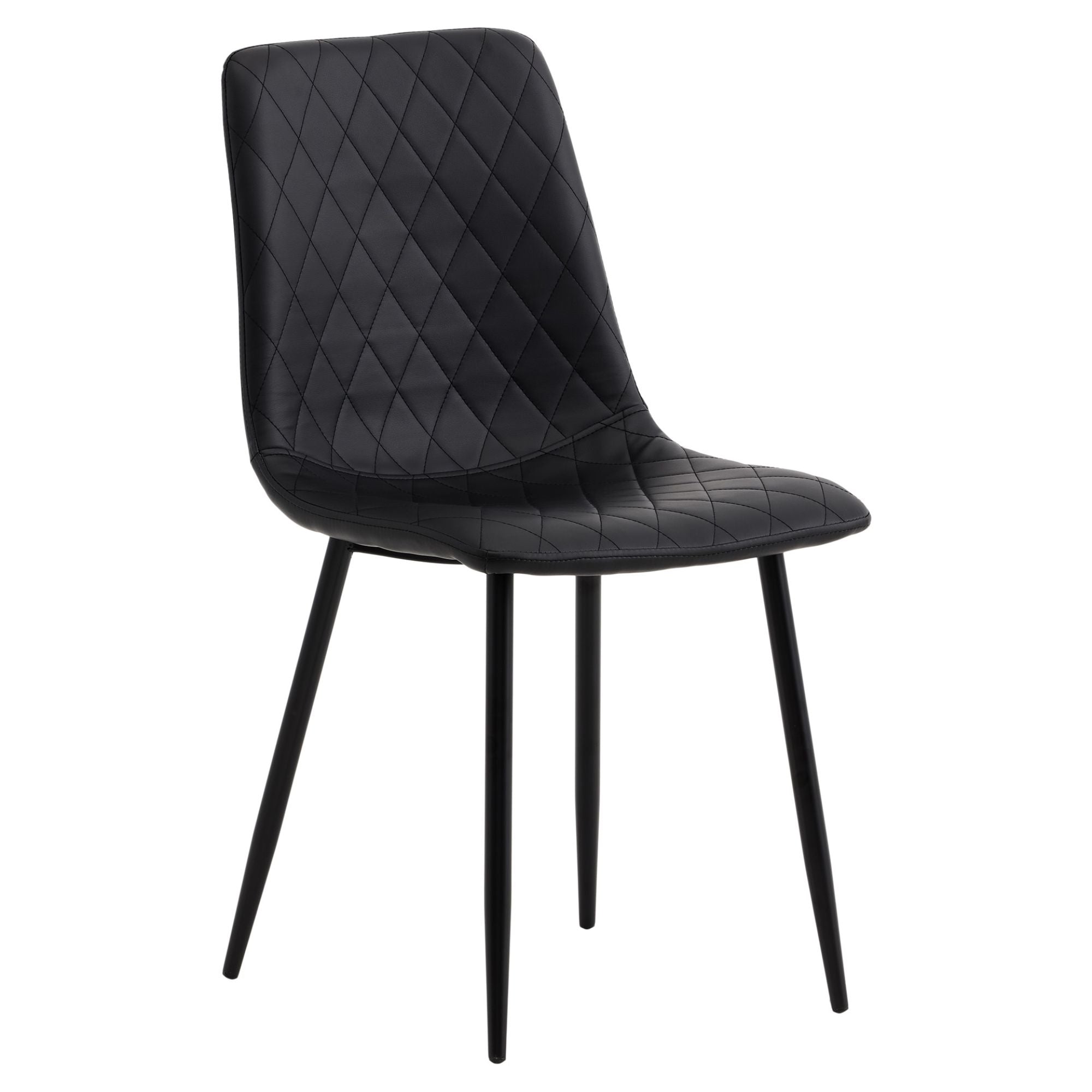 Natural Dining Set with Black Faux Leather Chairs