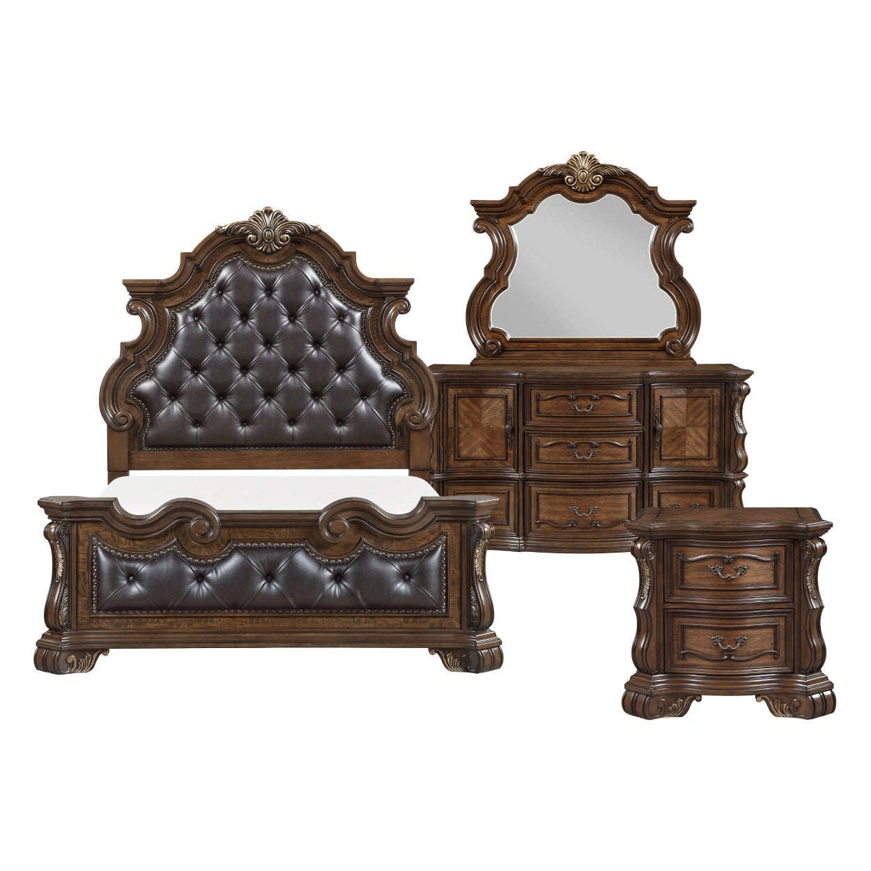 MAZ Gilmartin Bedroom Set with four-piece bedroom furniture including bed frame, nightstands, and dresser, in a modern design