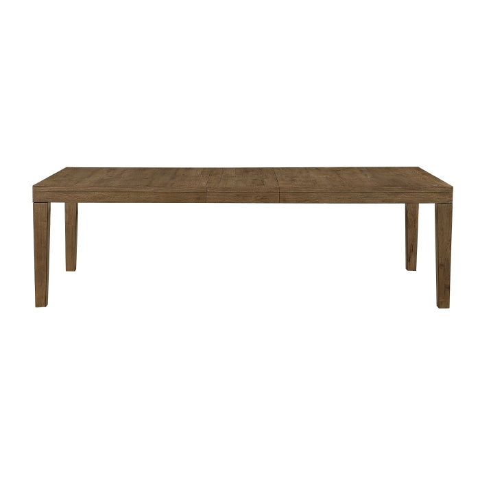 MAZ Matisse Rectangular Extension Dining Table with wooden finish, shown from the front with extended leaves in a modern kitchen setting.