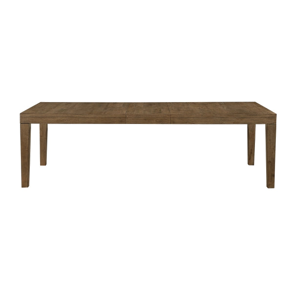 Front view of the MAZ Matisse Collection extension leaf dining room set with matching chairs and polished wooden finish.