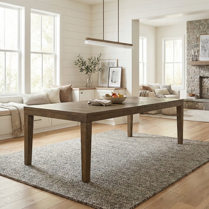 Side view of MAZ Matisse rectangular extension dining table in wood finish, ideal for kitchen and dining room spaces.