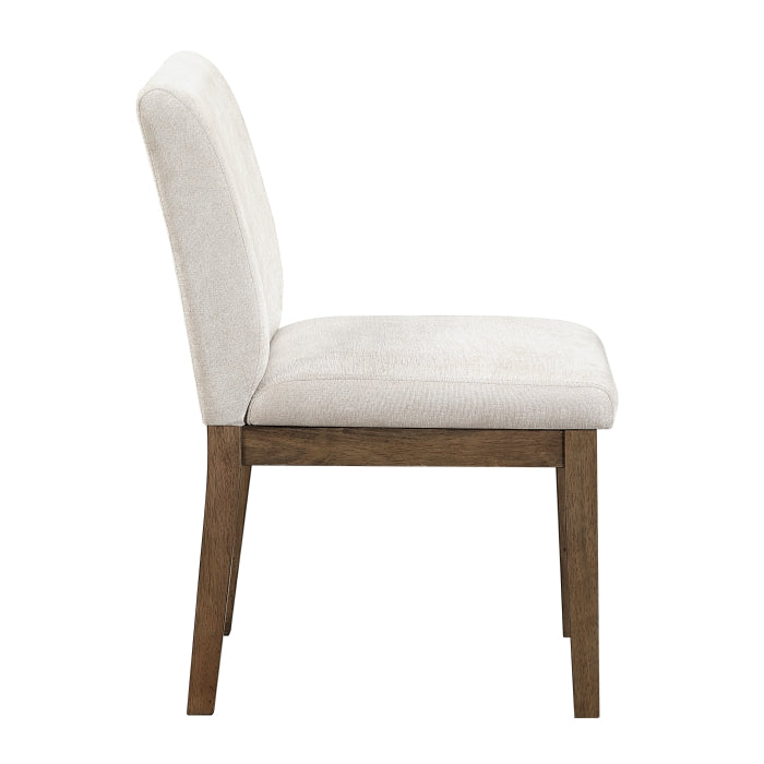 Side view of the MAZ Matisse Collection extension leaf dining room set with wooden table and matching chairs.