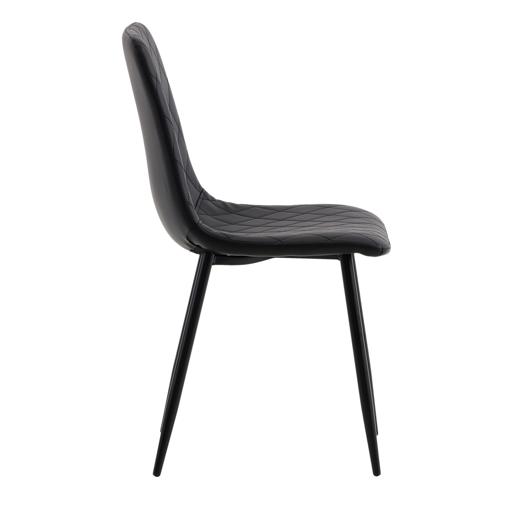 Natural Dining Set with Black Faux Leather Chairs