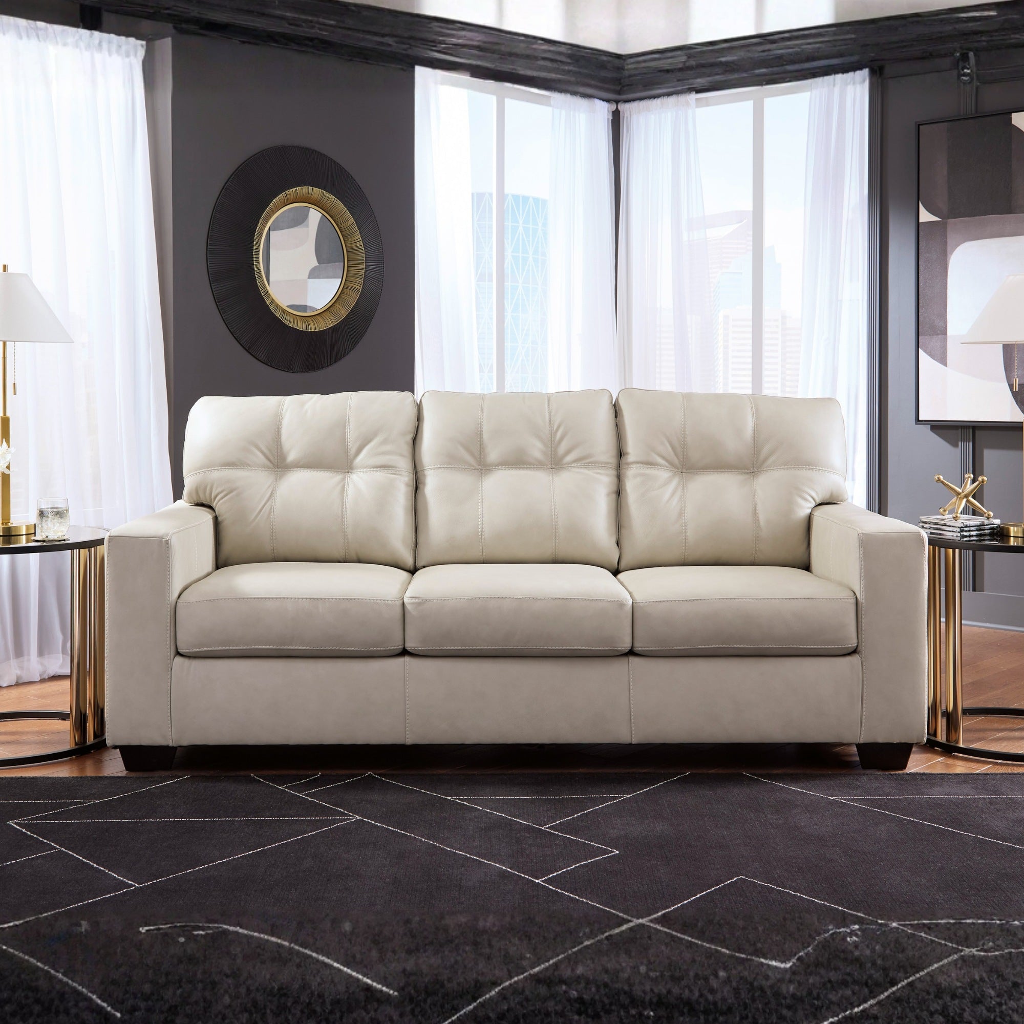 Santorine Leather Sofa Beige