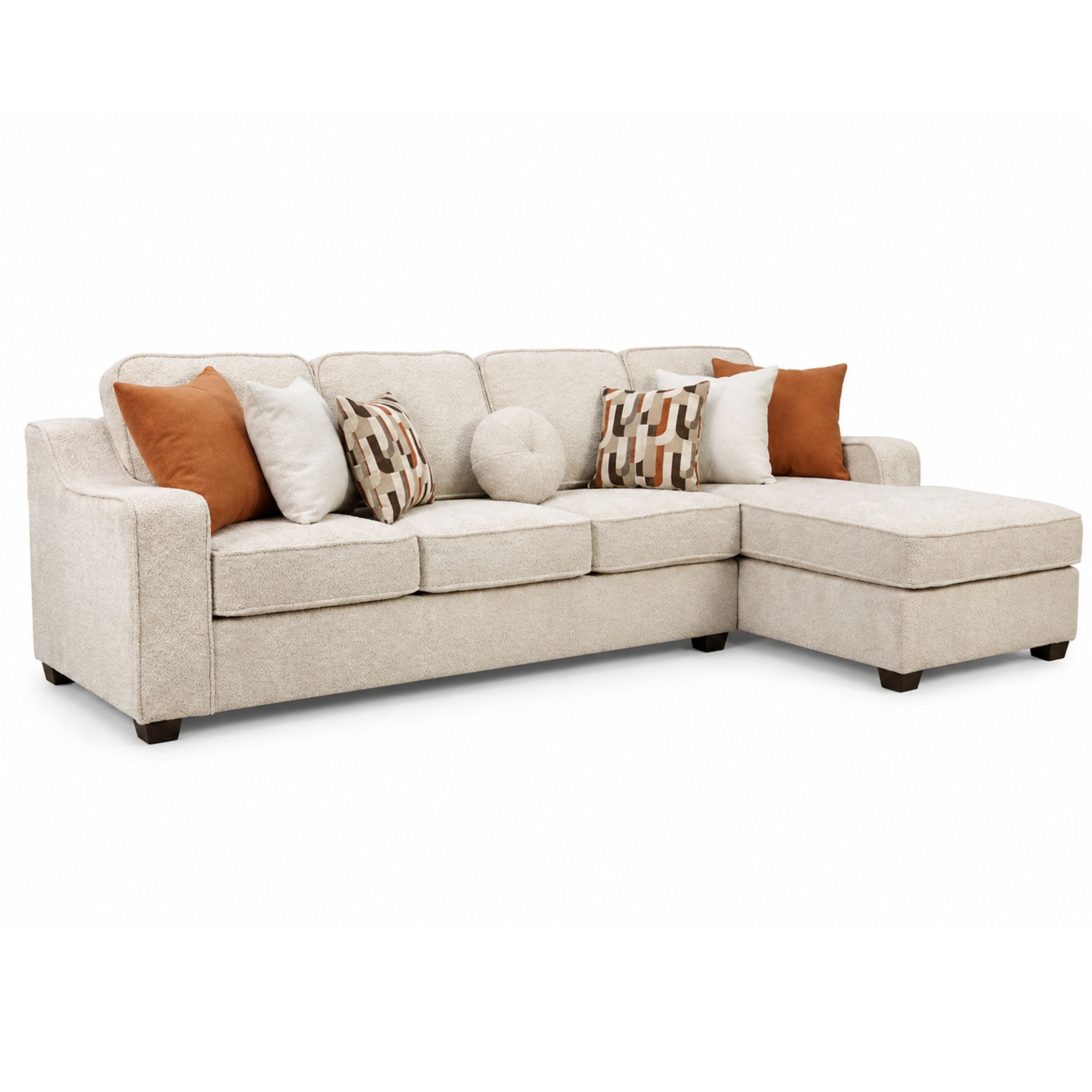 Canadian made beige 2-piece sectional sofa by A.C. featuring performance fabric and modern design.