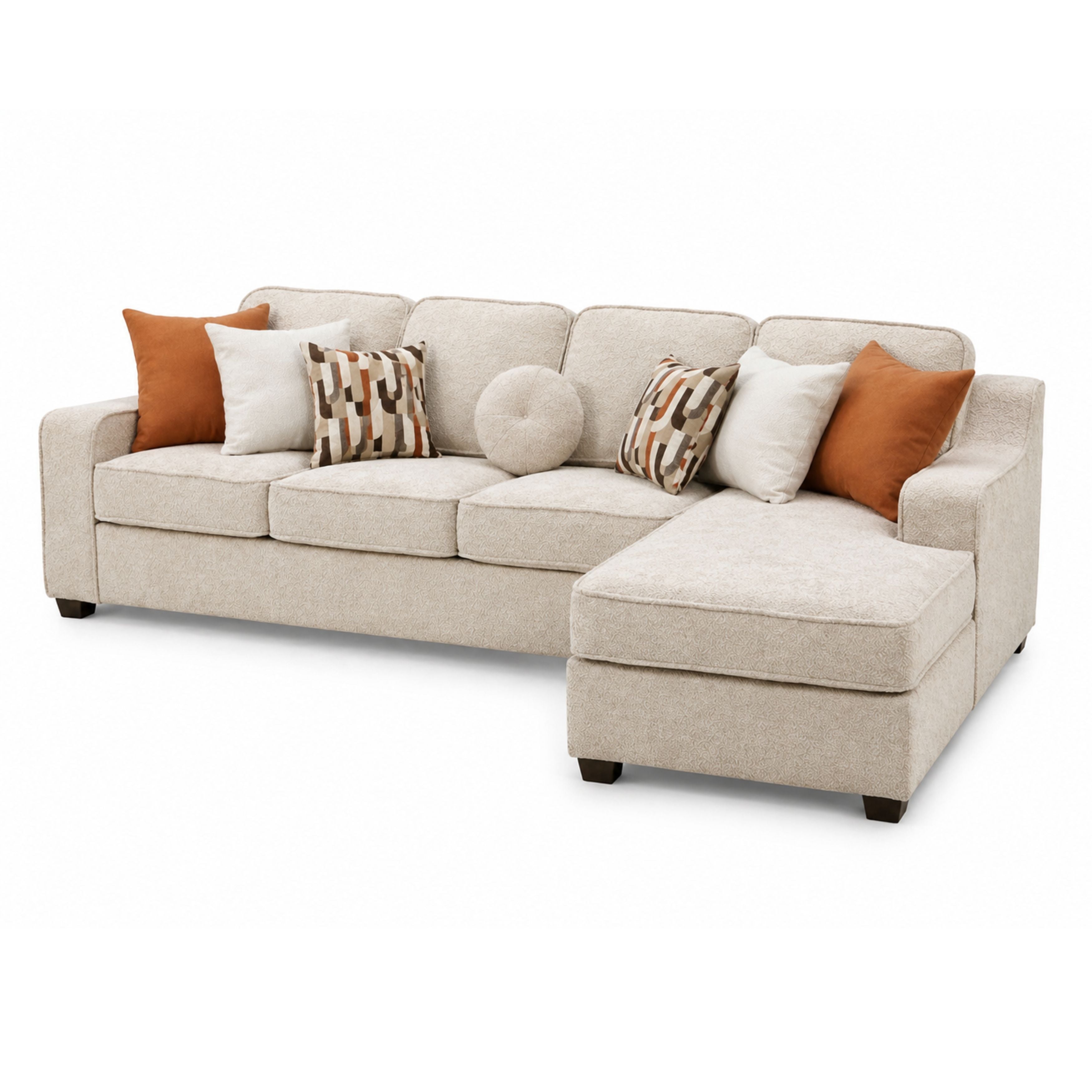 A beige Canadian-made 2-piece sectional sofa by A.C. featuring performance fabric and modern, comfortable seating.
