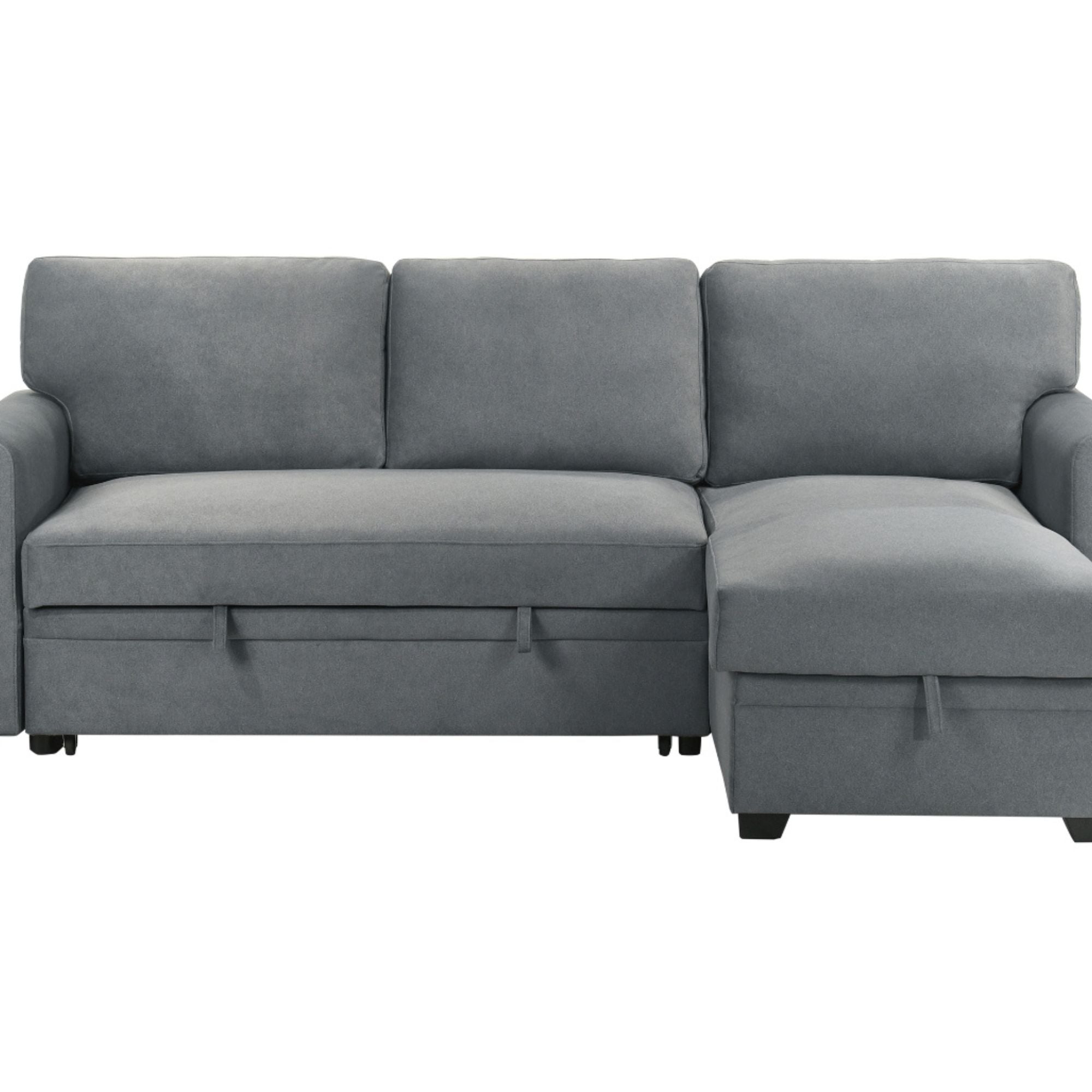 Amaze sectional sofa in grey with two sections, modern design, plush cushions, and sleek fabric upholstery by MAZ.