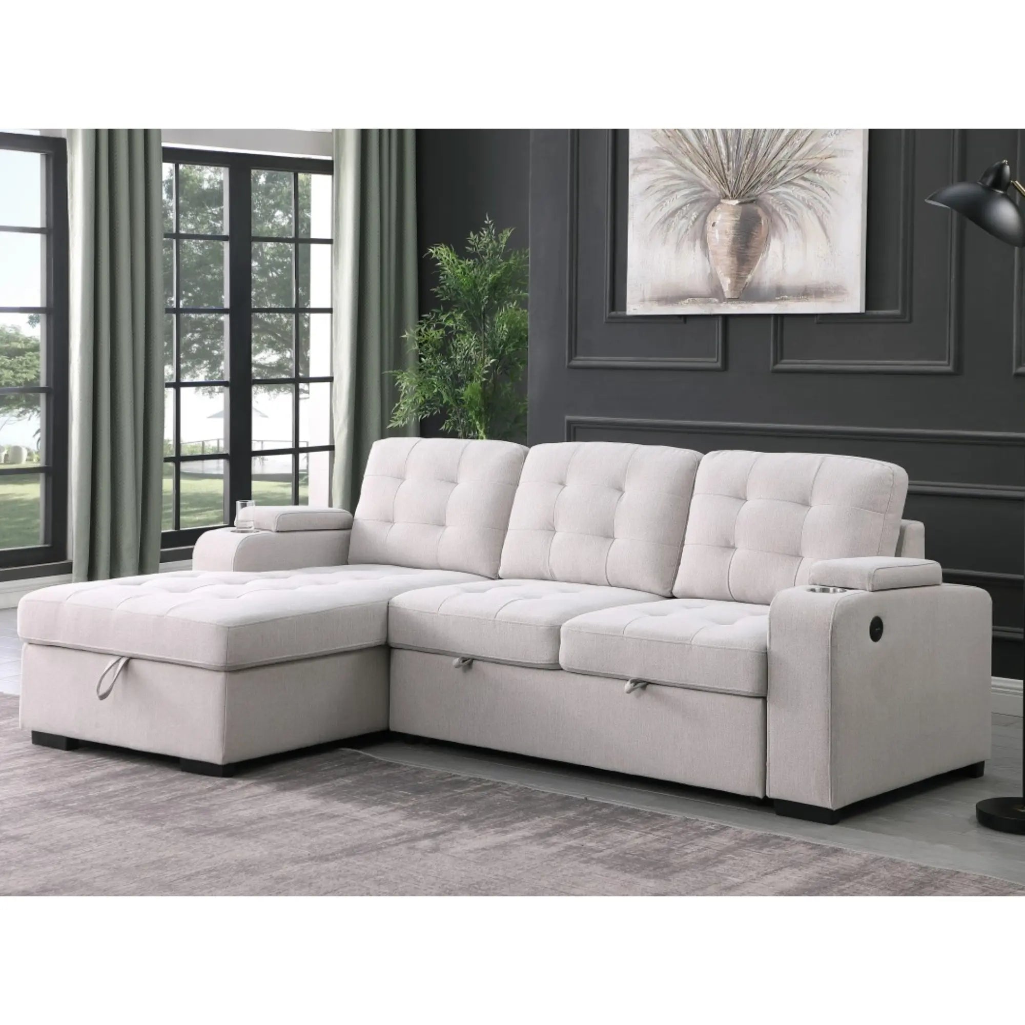 RHF Secional Sleeper in Beige 69622.