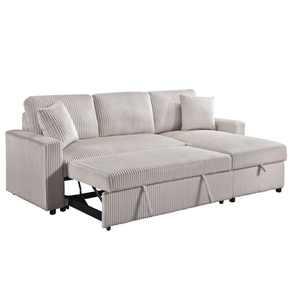 CastleUpData Brecker 2-piece reversible sectional sleeper in beige, showcasing plush cushions and convertible sofa design.