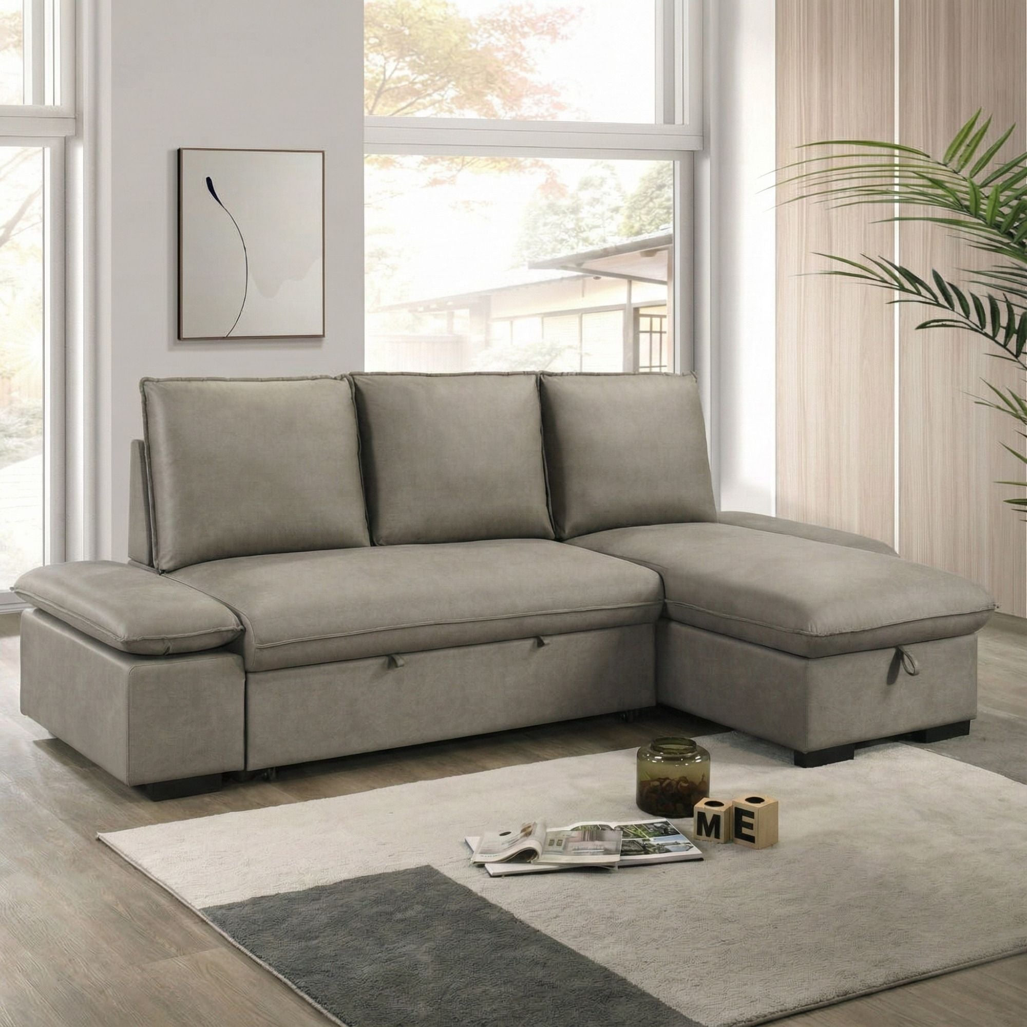 Lester Reversible Sectional Sleeper in Grey | CastleUp Experience Centre Online Furniture