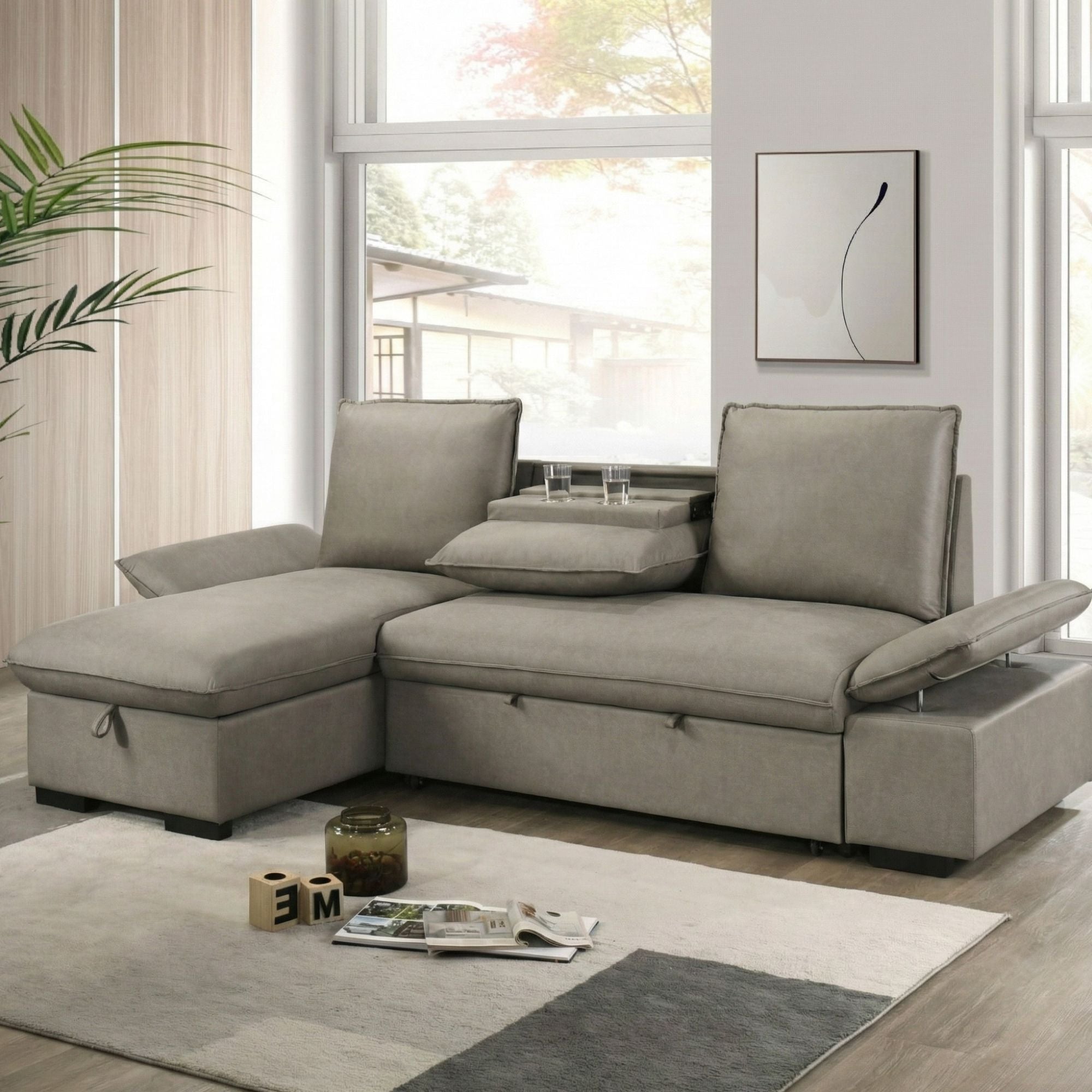 Lester Reversible Sectional Sleeper in Grey | CastleUp Experience Centre Online Furniture