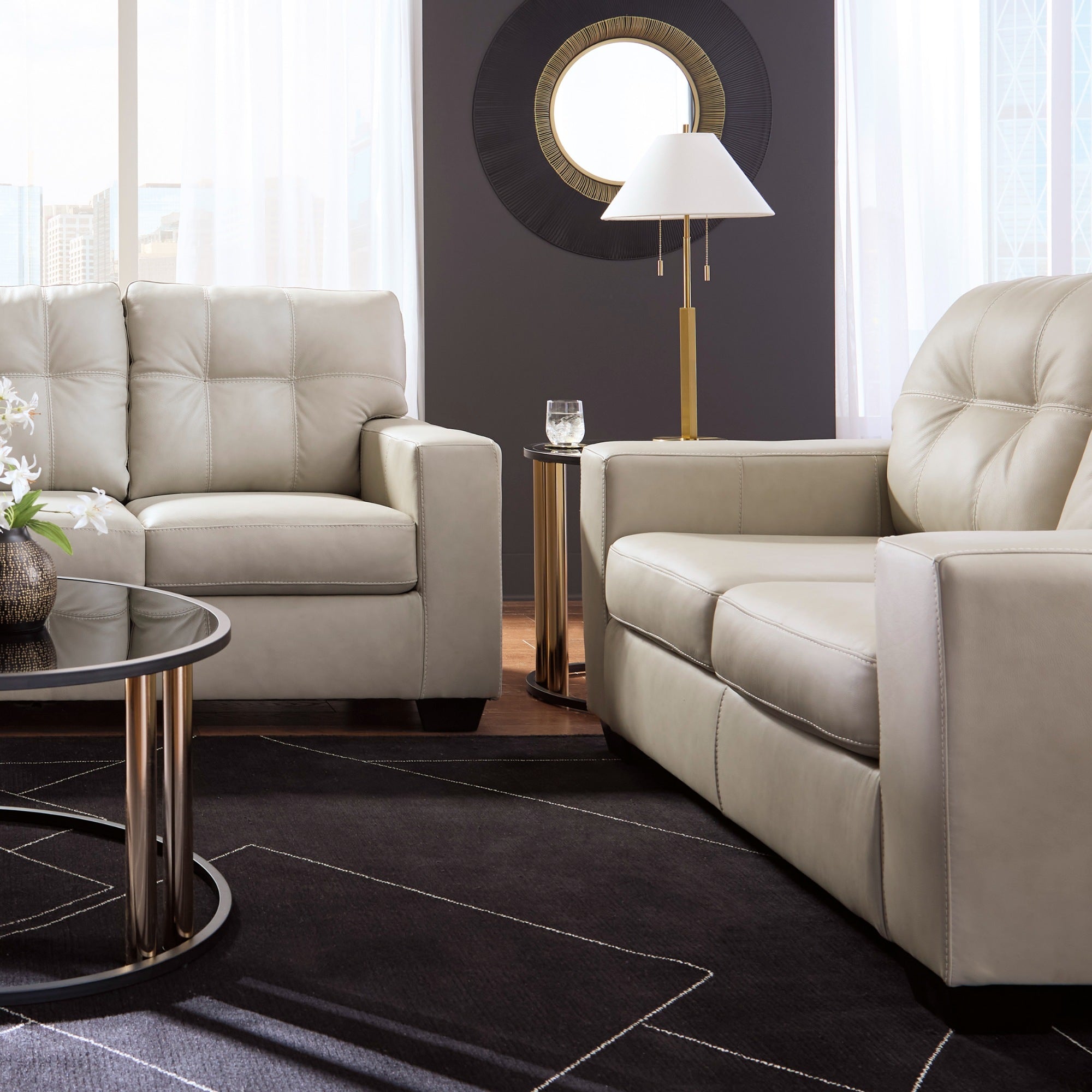 Santorine Leather Sofa Set Beige