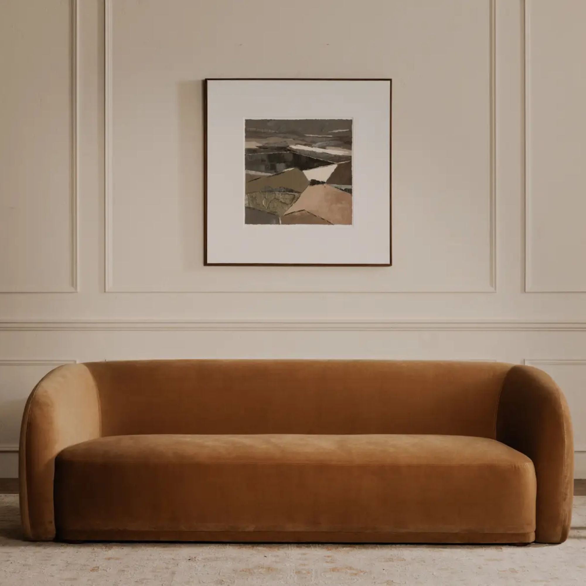 Moe's Home Faye Collection Sofa Tan Faux Mohair | CastleUp Experience Centre Online Furniture