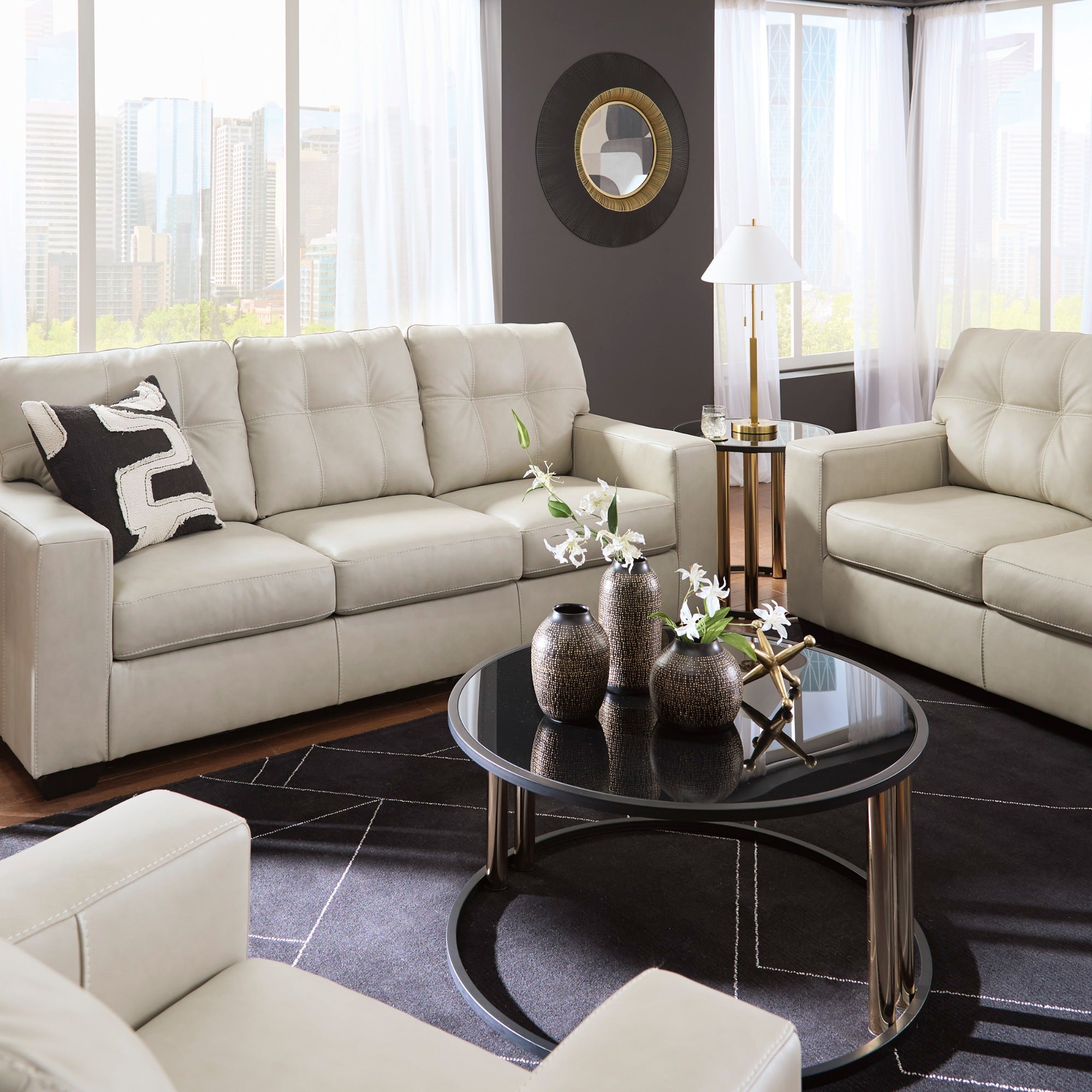 Santorine Leather Sofa Beige