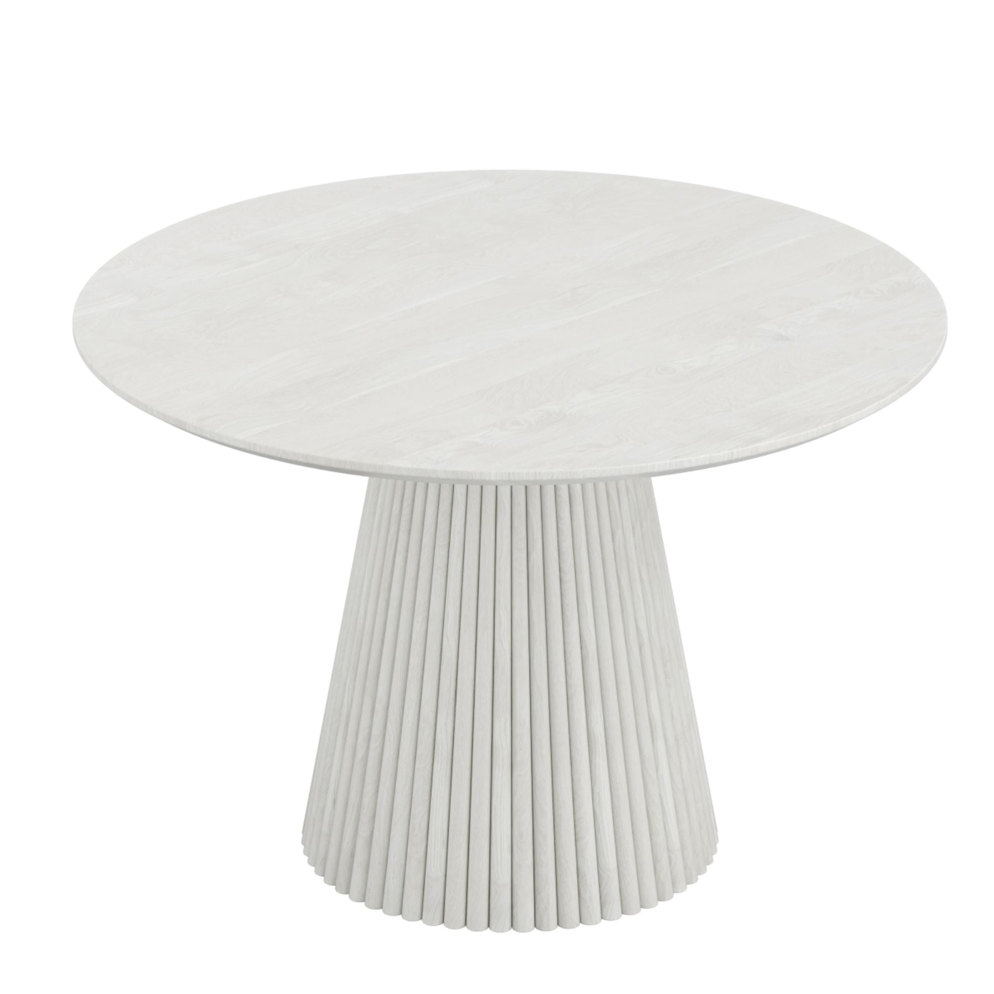 White wash Akira wood dining table by Brassex, showcasing a sleek, modern design with sturdy wooden construction.