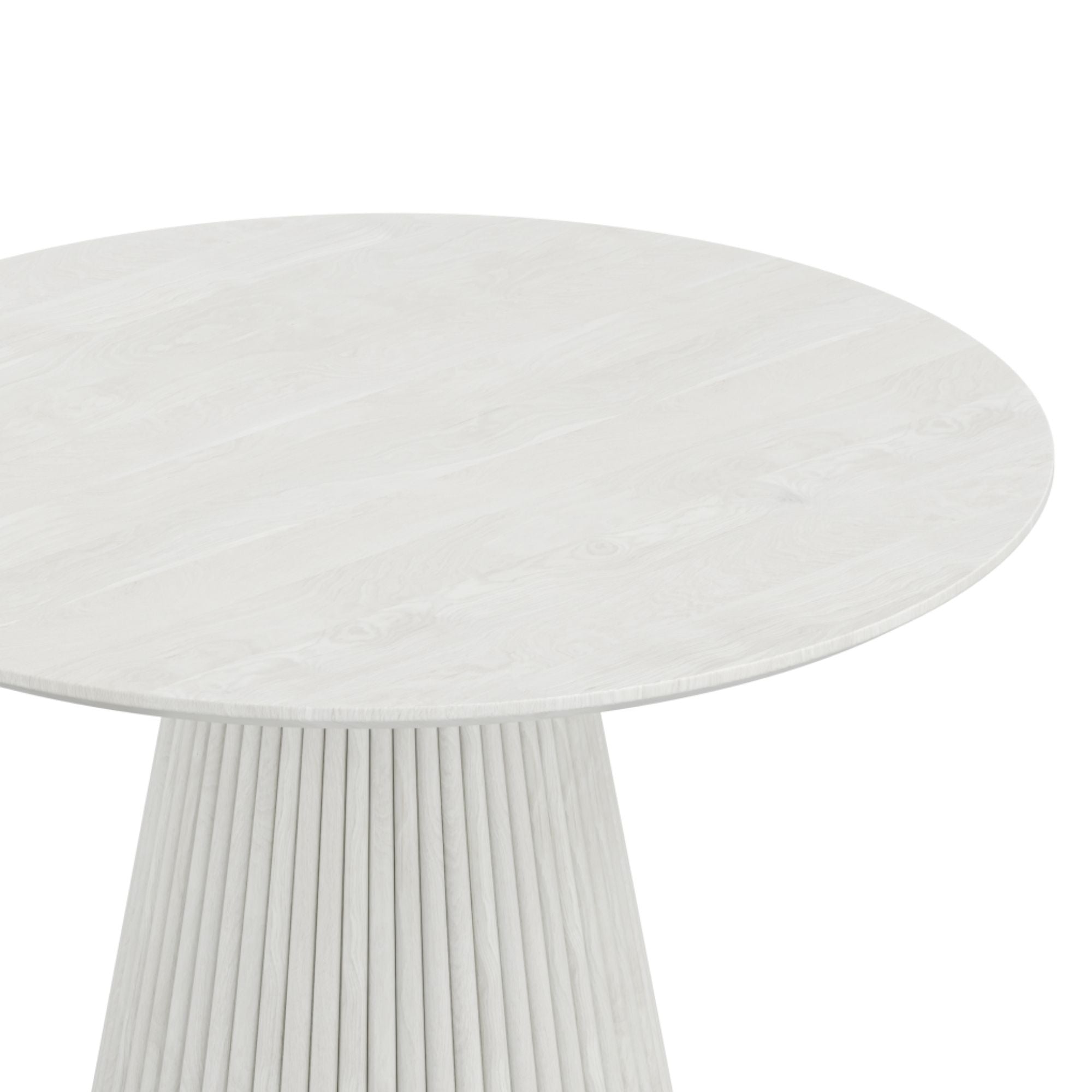Brassex Akira wood dining table in white wash finish with a sleek rectangular top and sturdy legs for modern dining spaces.