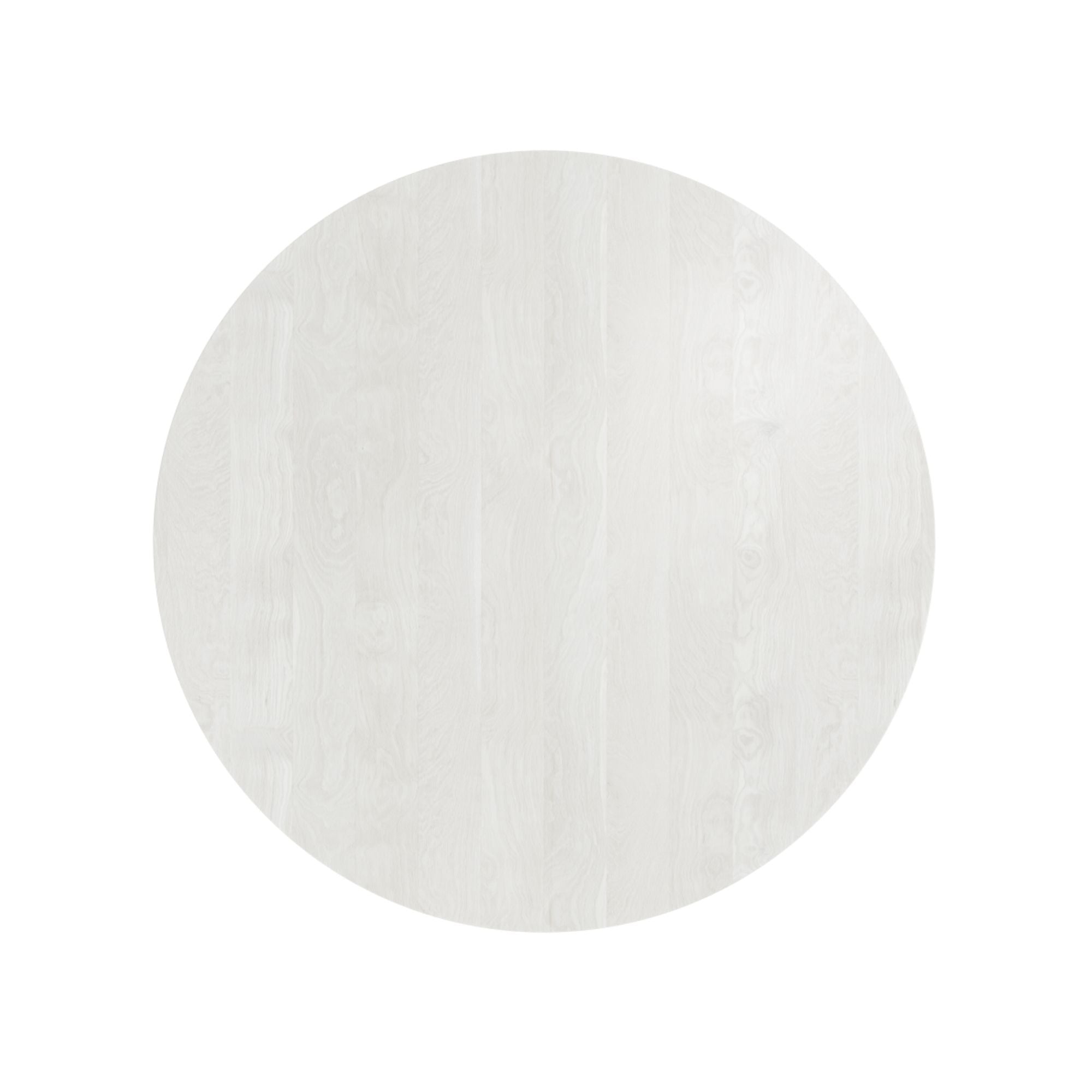 Brassex Akira wood dining table in white wash finish with a sleek, modern design and sturdy legs.