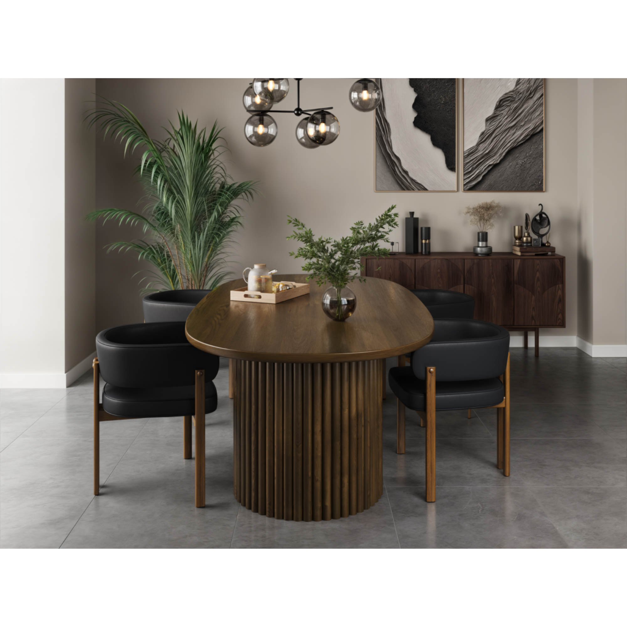 Odilia 5 Piece Walnut /Black Dining Set 3228671.