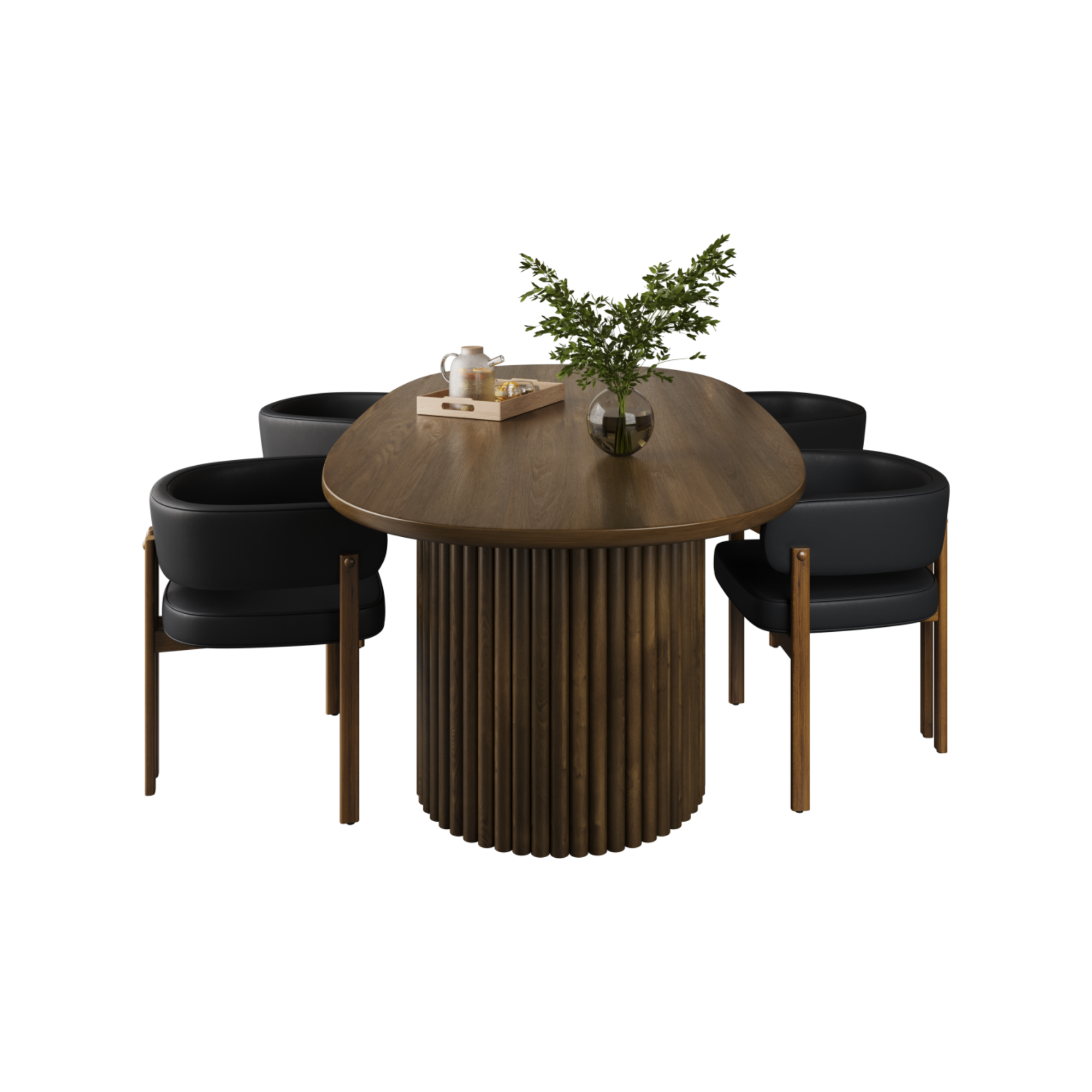 Odilia 5 Piece Walnut /Black Dining Set 3228671.