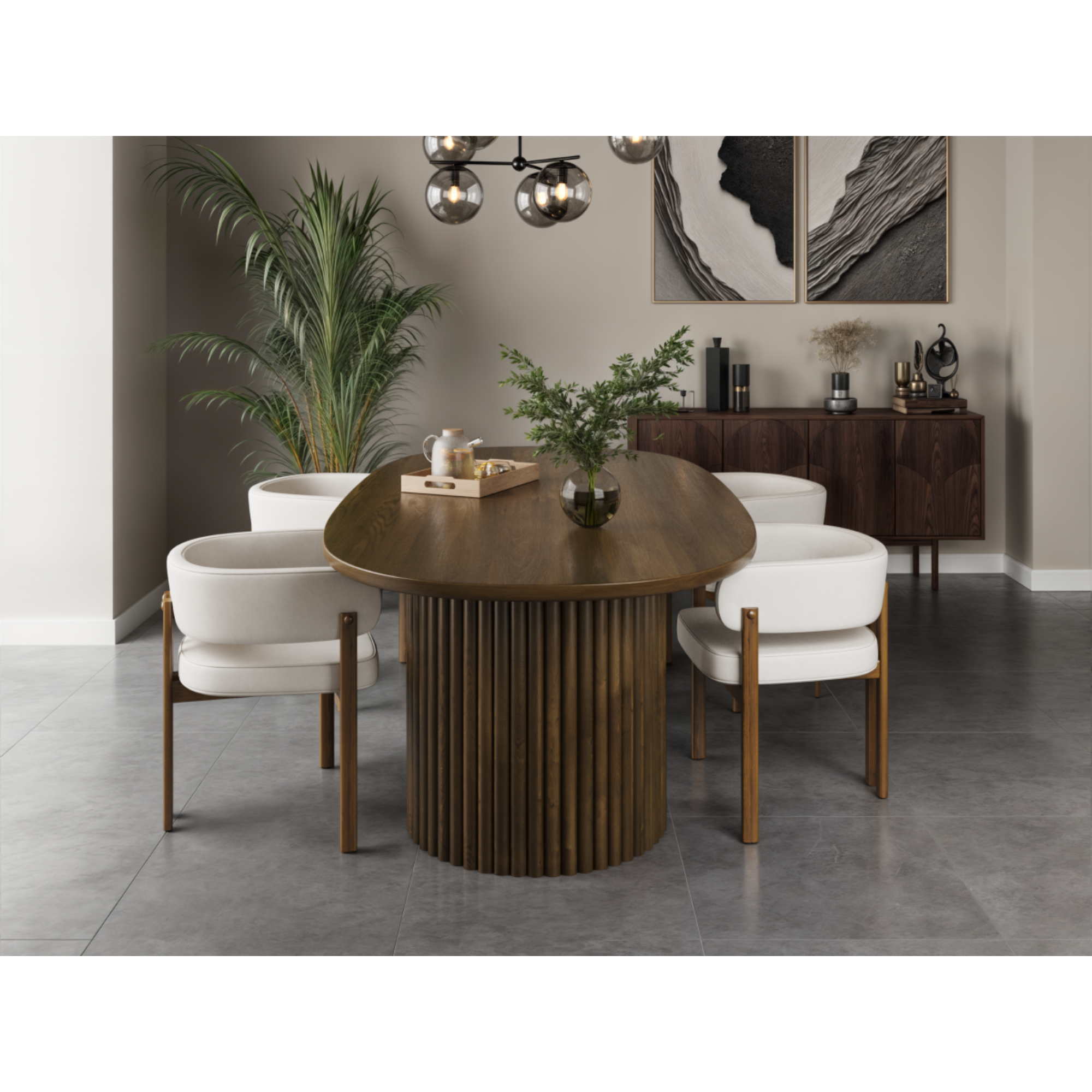 Odilia 5 Piece Walnut /Cream Dining Set 3228672.