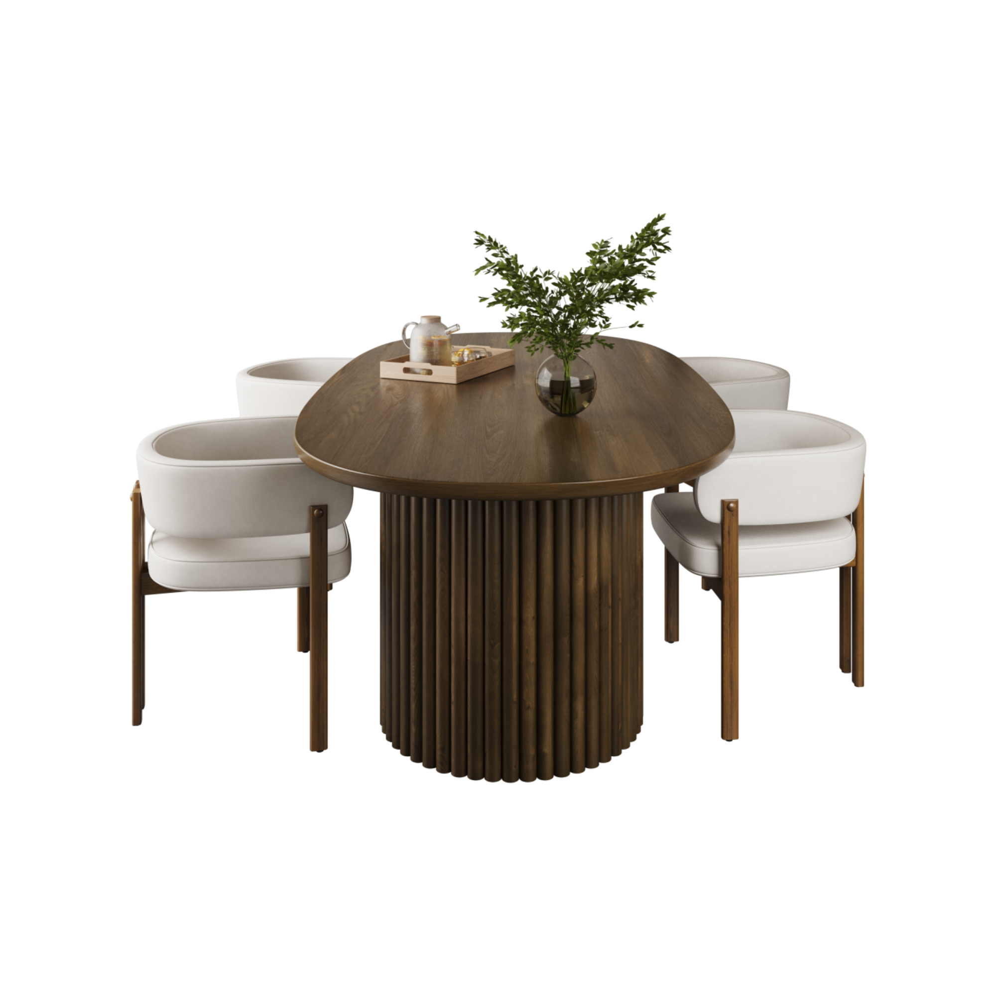 Odilia 5 Piece Walnut /Cream Dining Set 3228672.