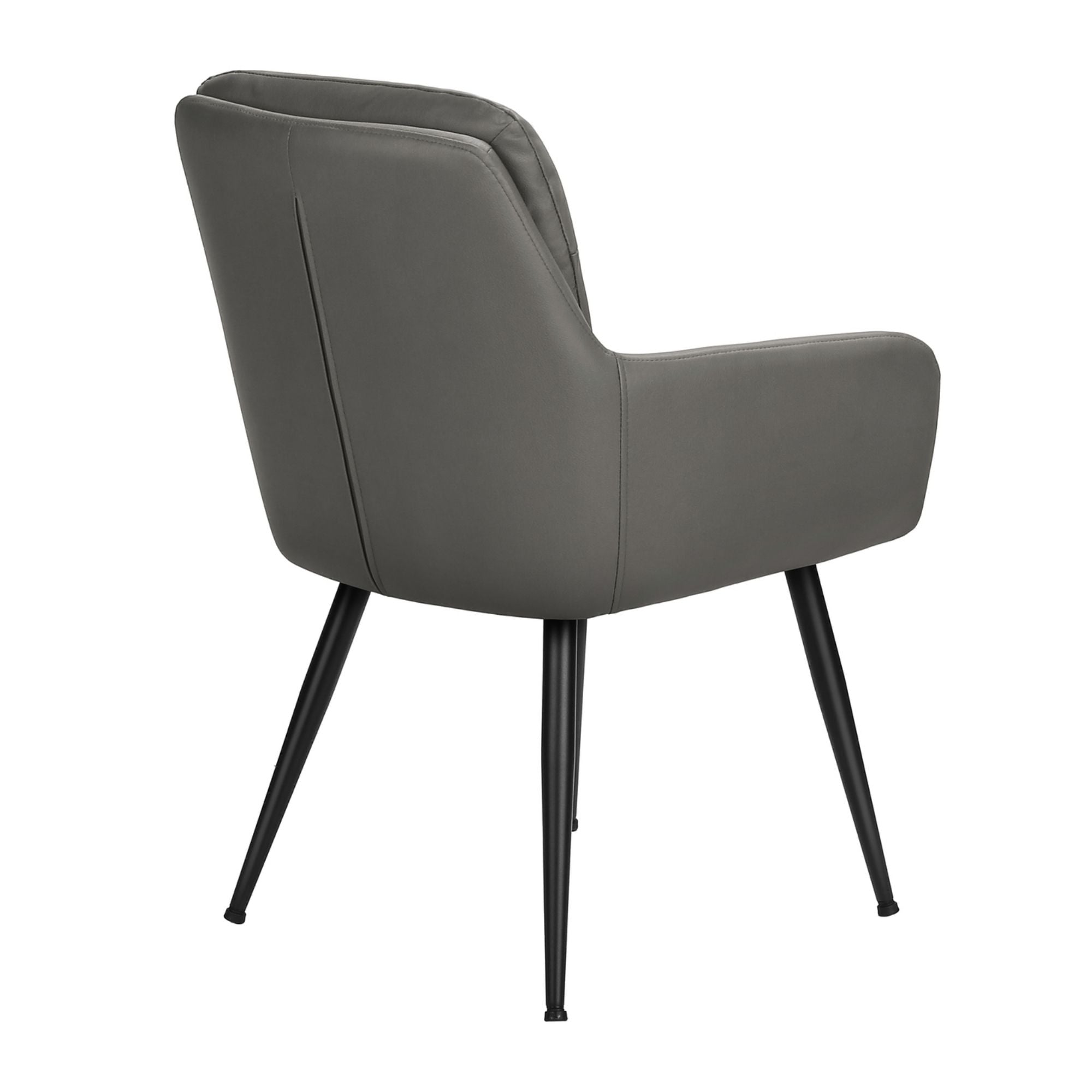 Set of two grey leather-look Monarch Specialties dining chairs with padded seats and modern design.