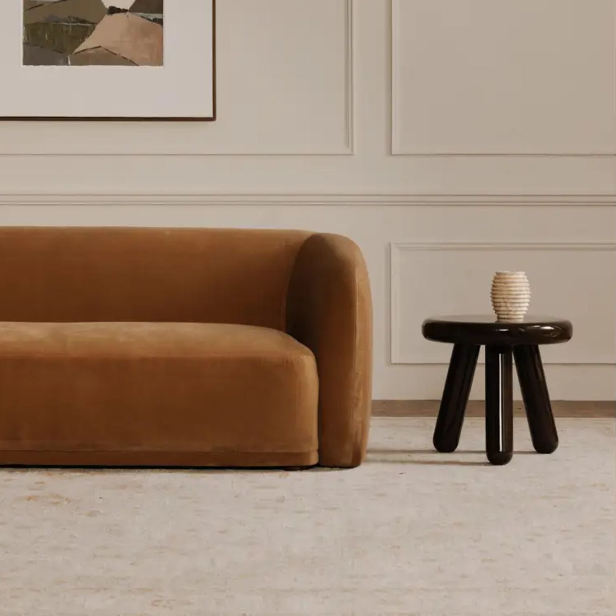 Moe's Home Faye Collection Sofa Tan Faux Mohair | CastleUp Experience Centre Online Furniture
