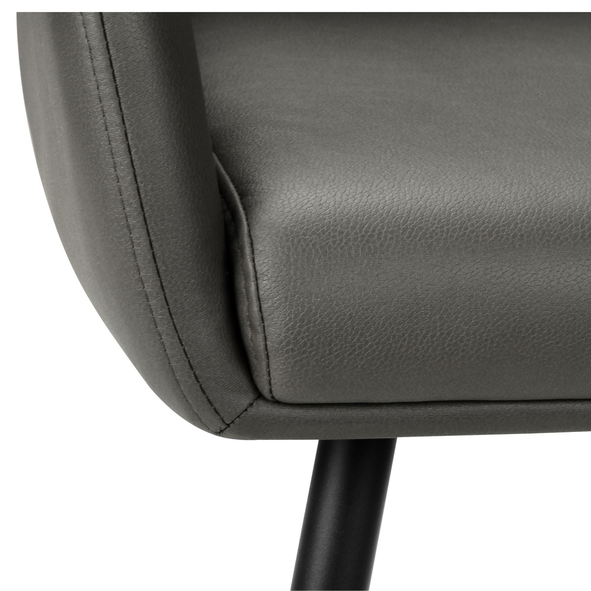 Pair of grey leather-look Monarch Specialties dining chairs with sleek design and modern styling, set of two.