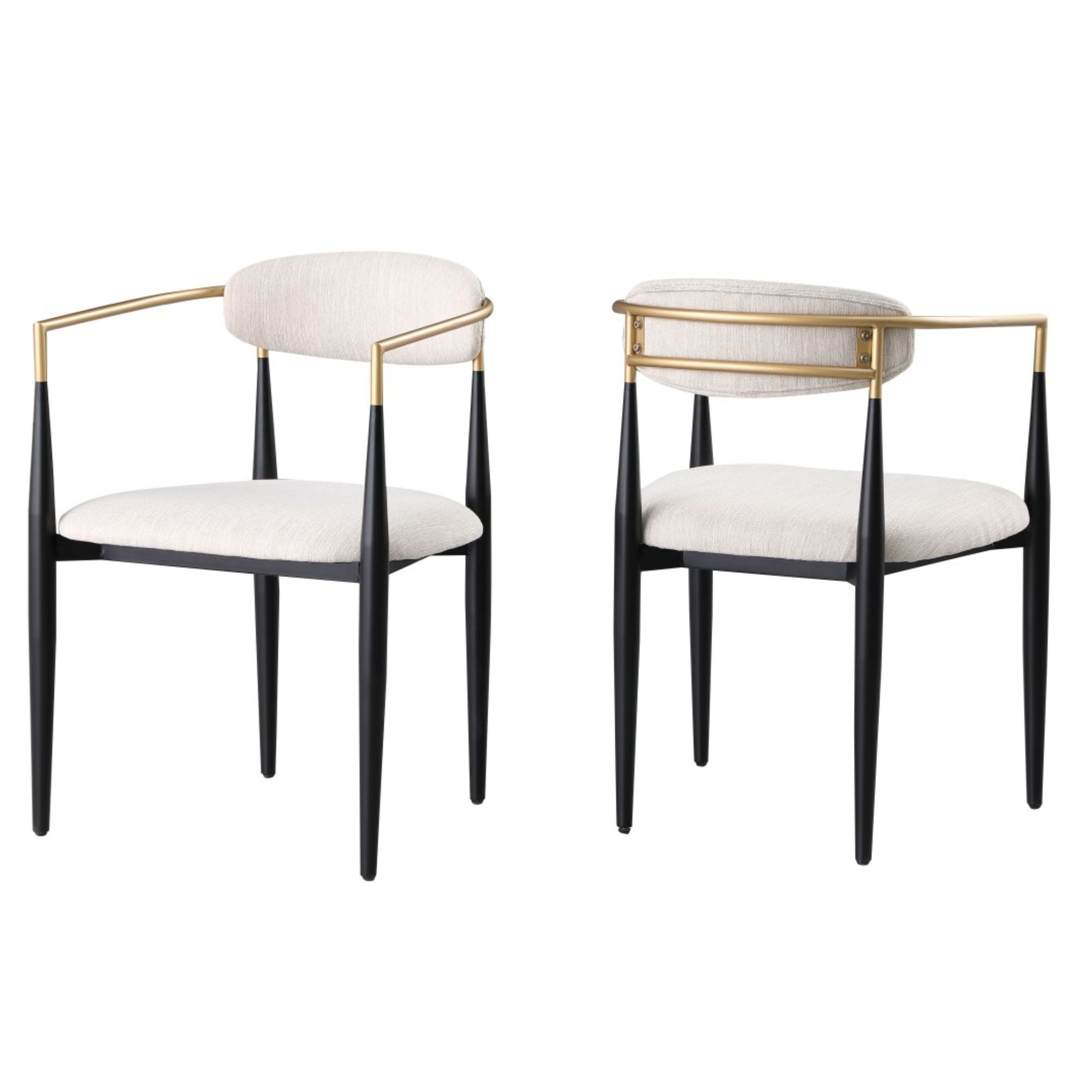 Kodi Arm Dining Chair Set in Beige (Set of 2) | CastleUp Experience Centre Online Furniture