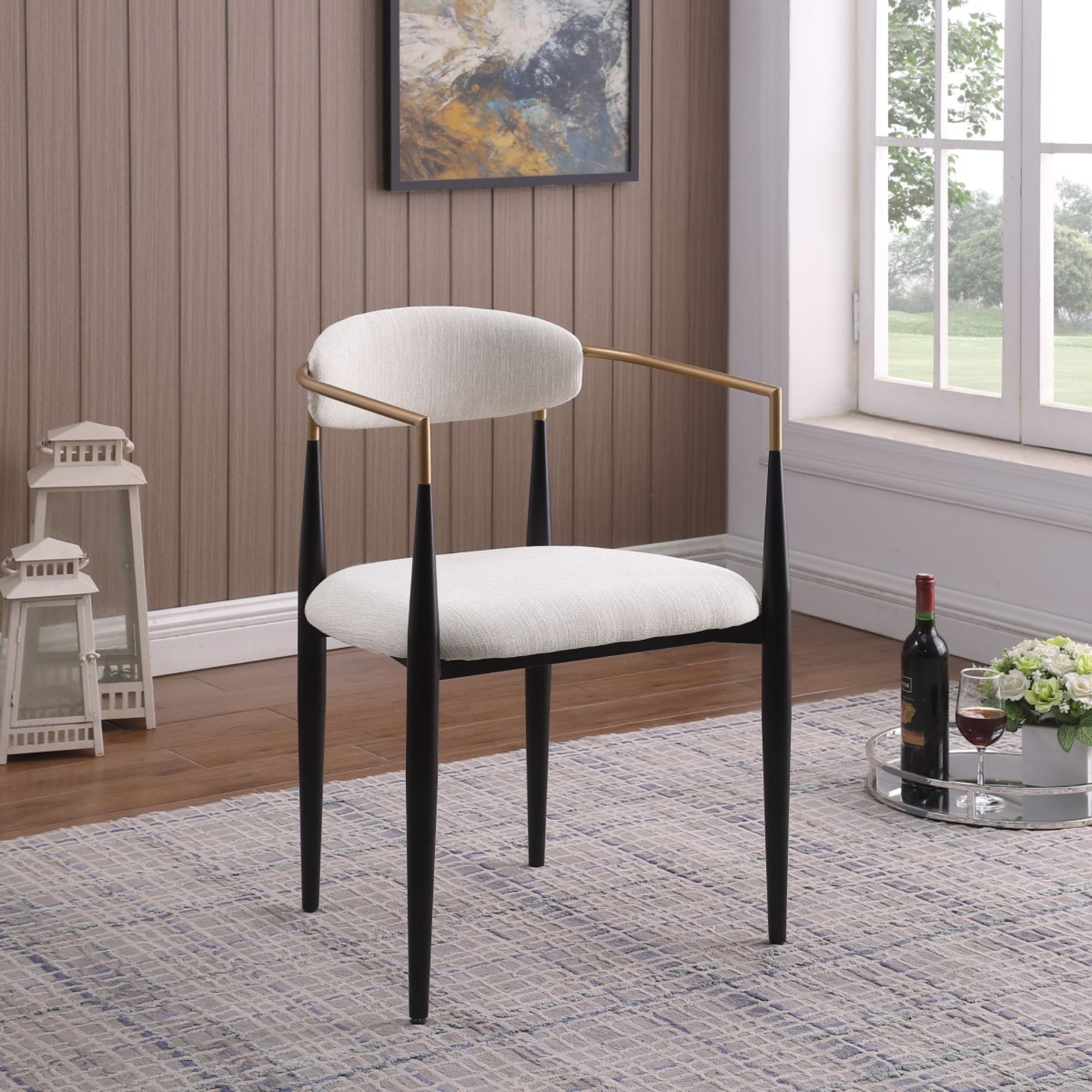 Kodi Arm Dining Chair Set in Beige (Set of 2) | CastleUp Experience Centre Online Furniture
