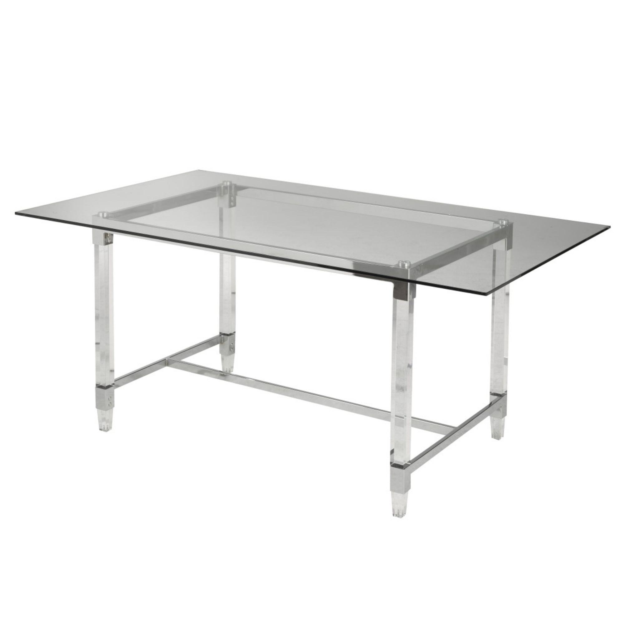 Silver Alaska Rectangle Dining Table by Brassex featuring sleek metal legs and a smooth tabletop for modern dining spaces.