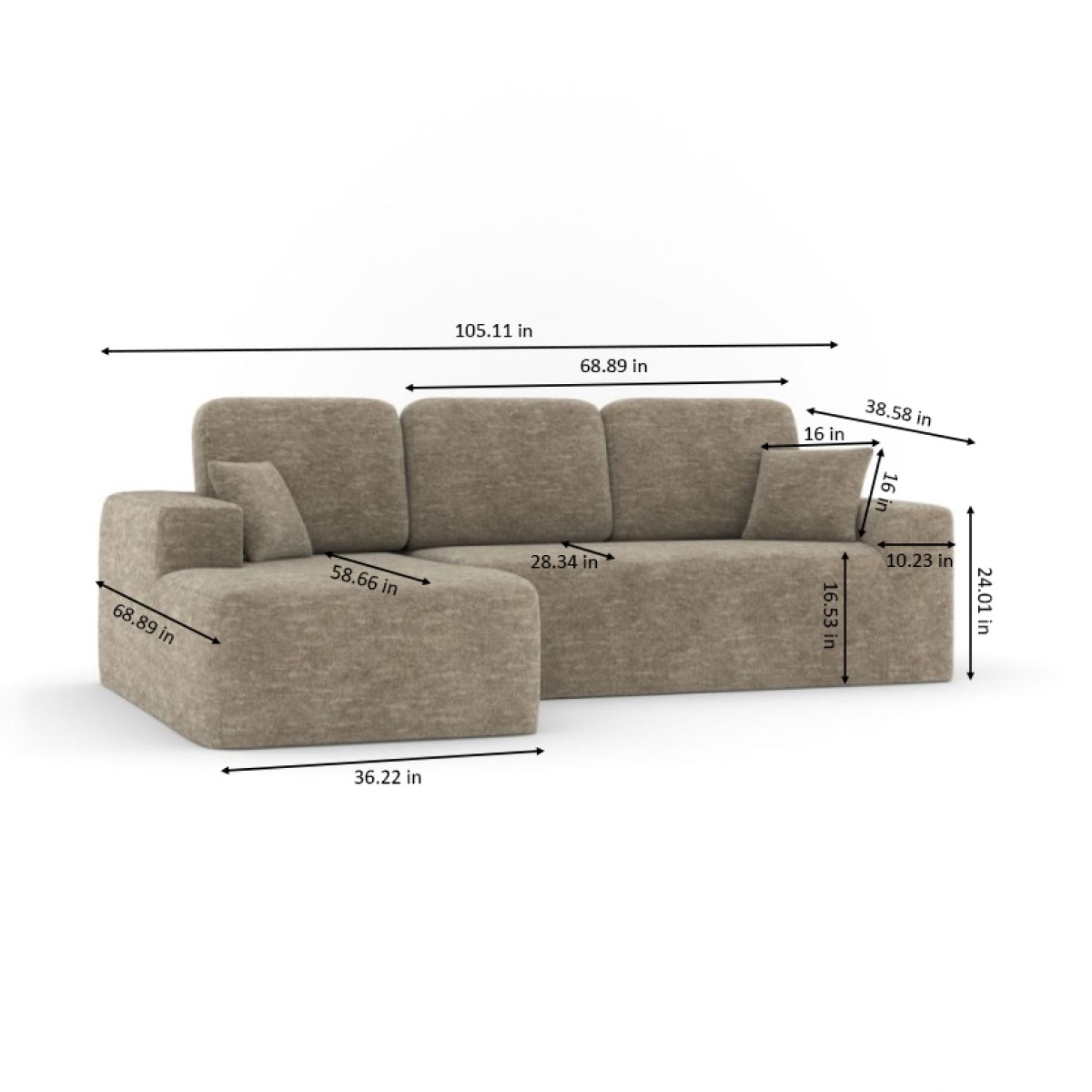 2PC Sectional in TAUPE 373002