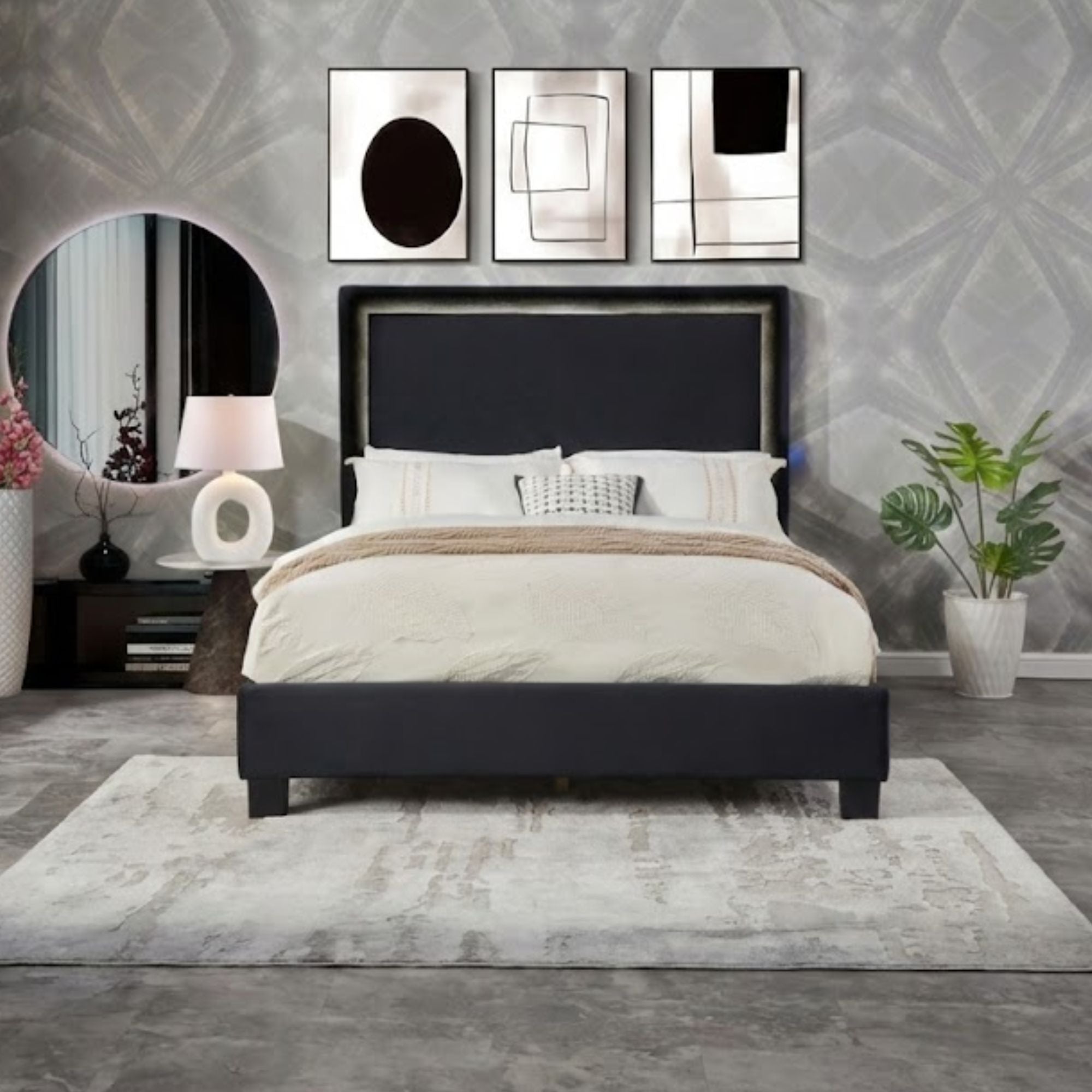 Lumina LED Upholstered Platform Bed Black | CastleUp Experience Centre Online Furniture