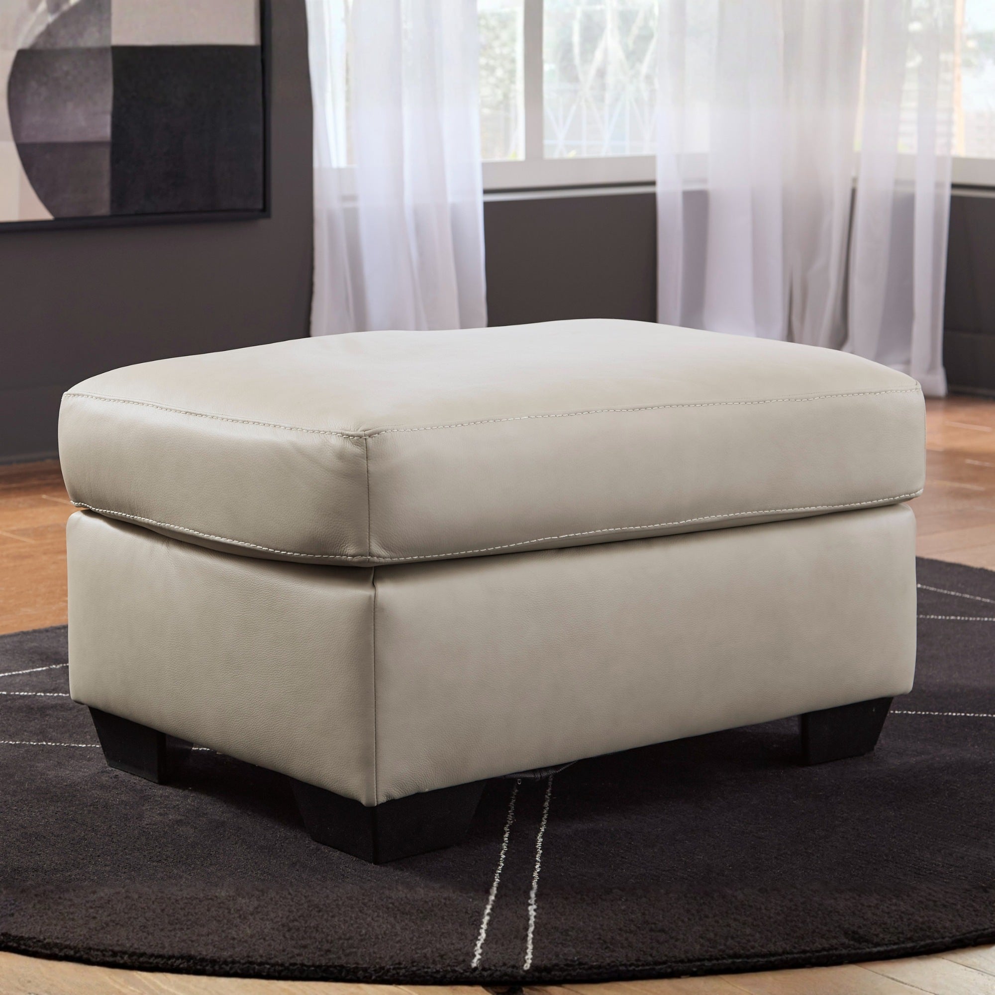 Santorine Leather Ottoman Beige