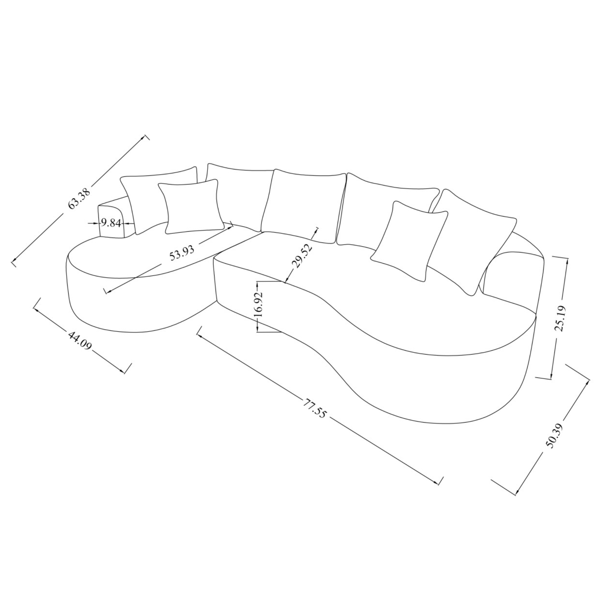 Compression Sectional in Beige 616111