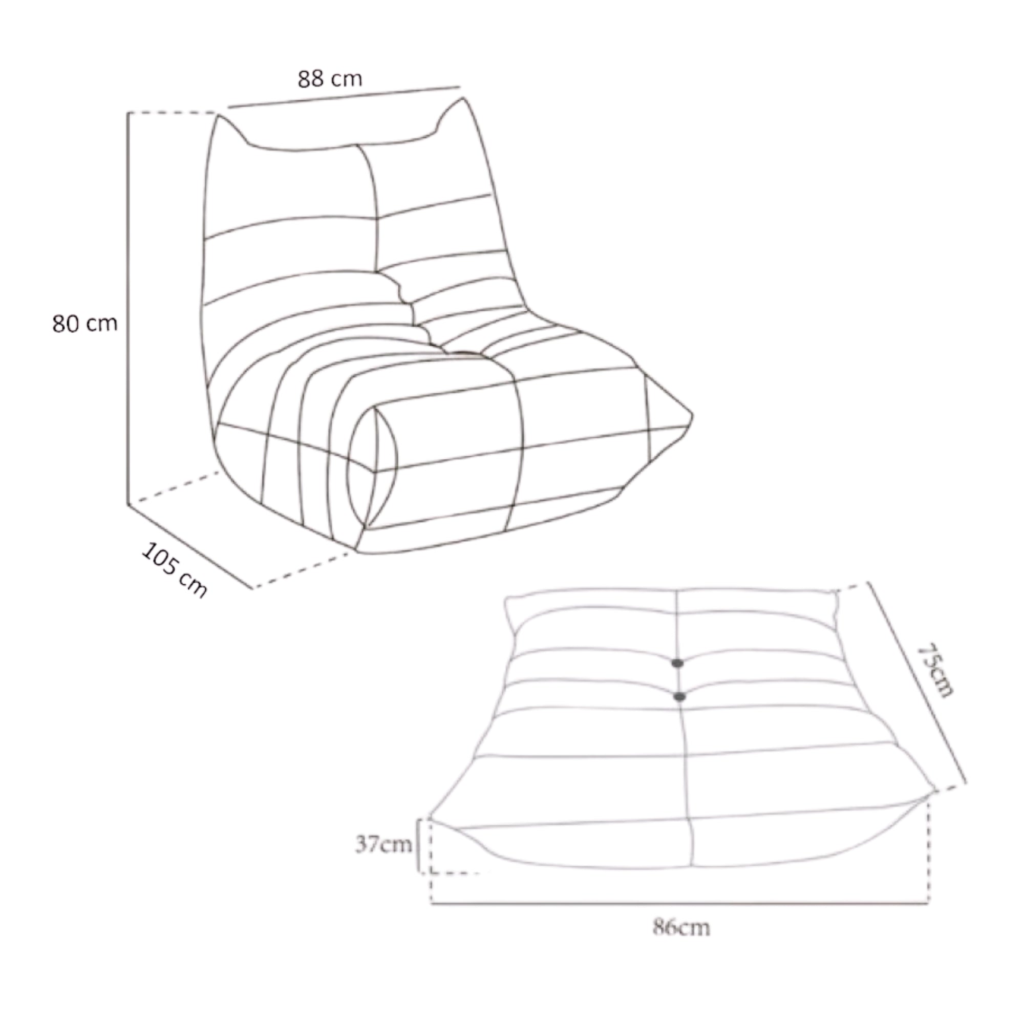 Armless Chair & Ottoman in Taupe 40716