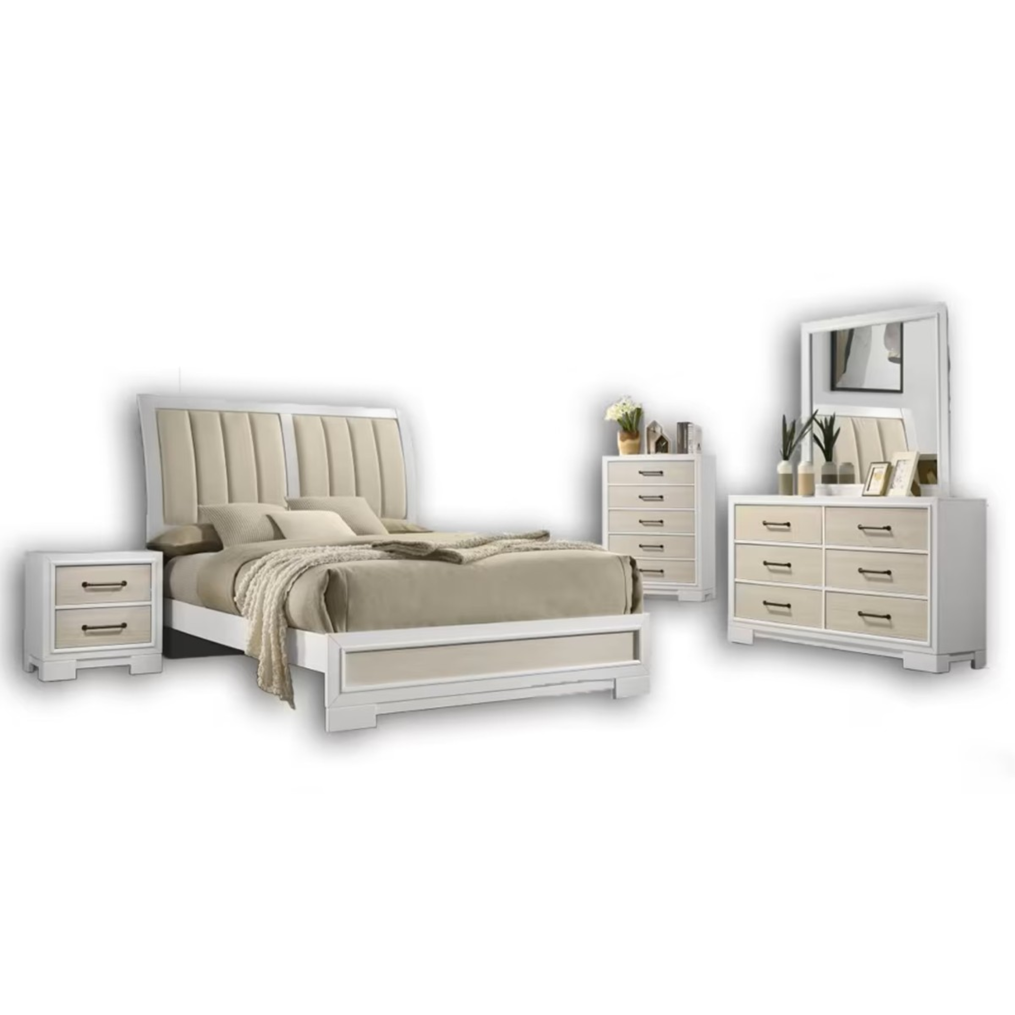 Queen 8PC Bedroom Set in White 40922.