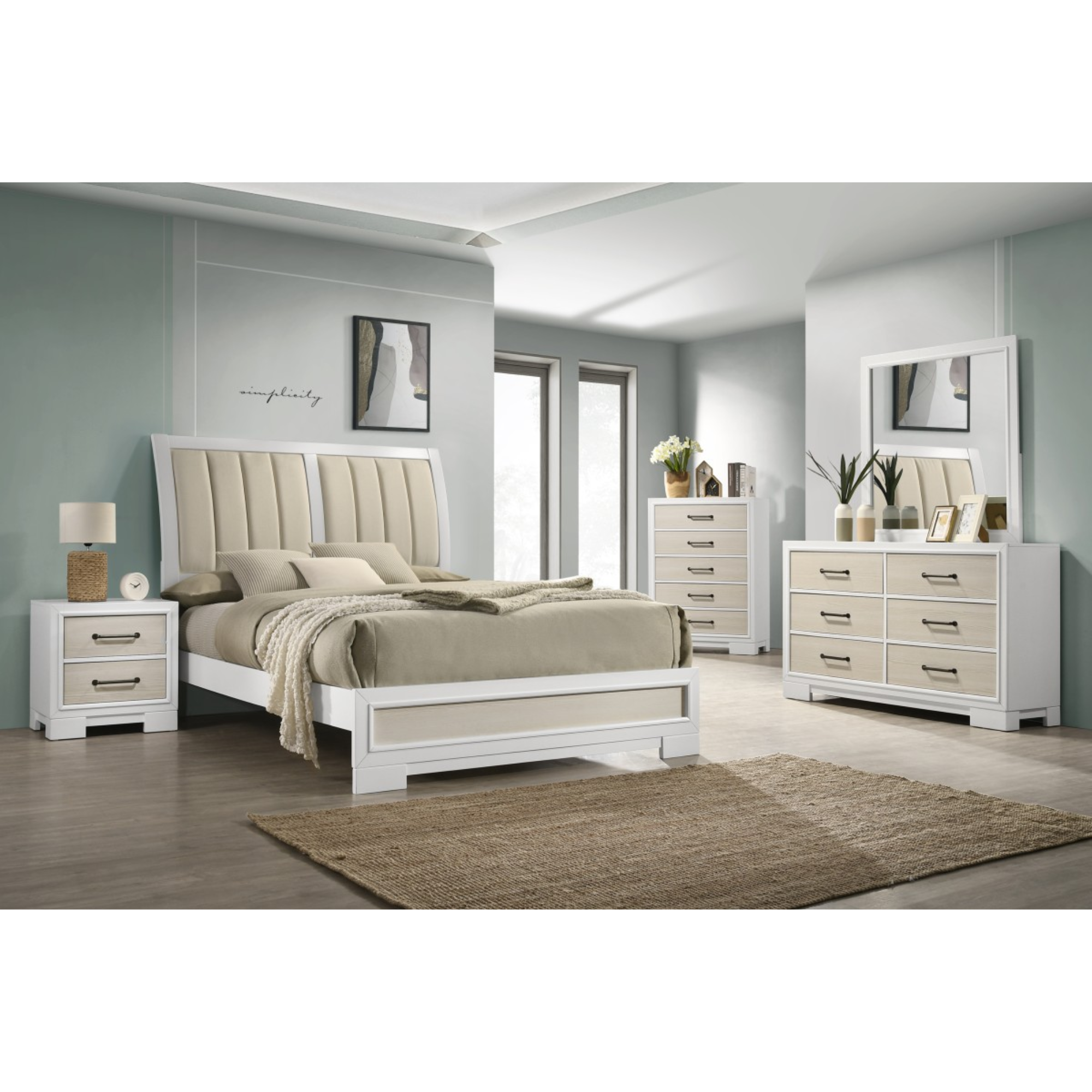 Queen 8PC Bedroom Set in White 40922.