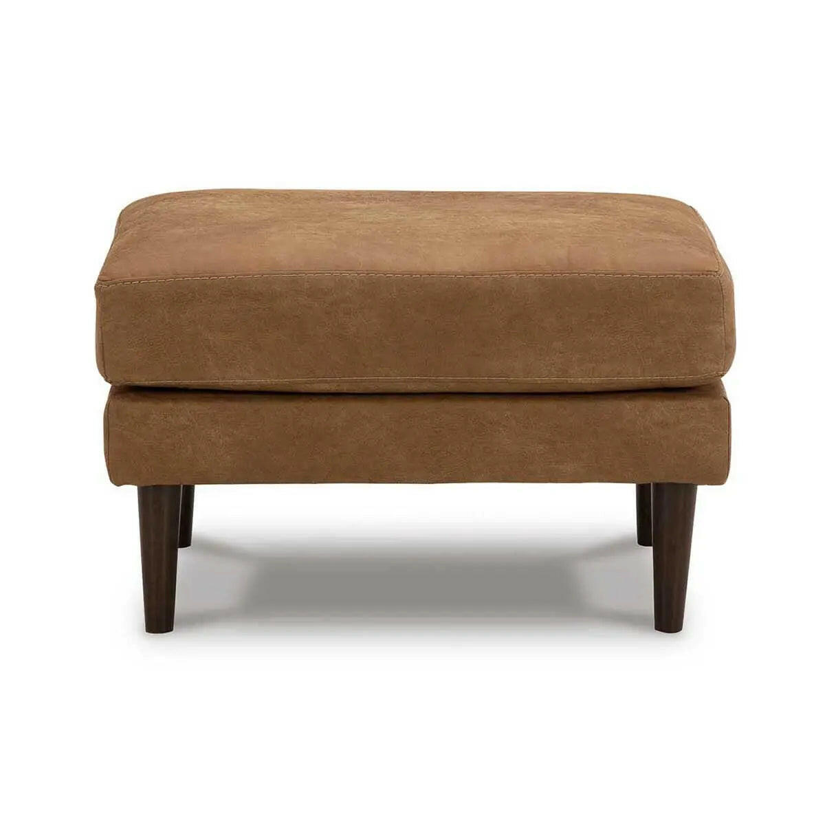 Ashley Telora caramel ottoman, Signature Design by Ashley, showcasing upholstered fabric and a cushioned top for versatile seating.