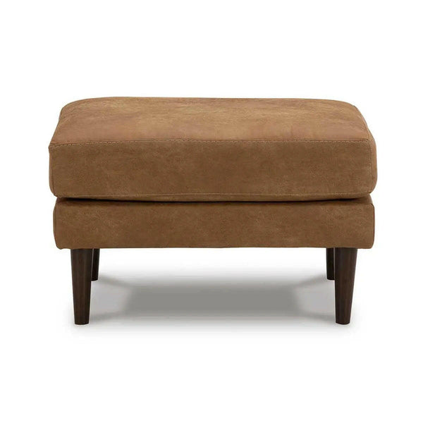 Ashley Telora caramel ottoman, Signature Design by Ashley, showcasing upholstered fabric and a cushioned top for versatile seating.