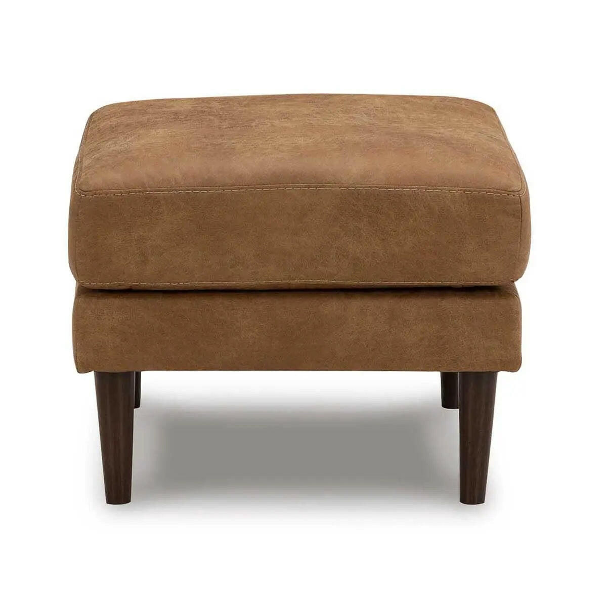 Ashley Telora caramel ottoman from Signature Design by Ashley, showing a plush upholstered bench with a wooden base.