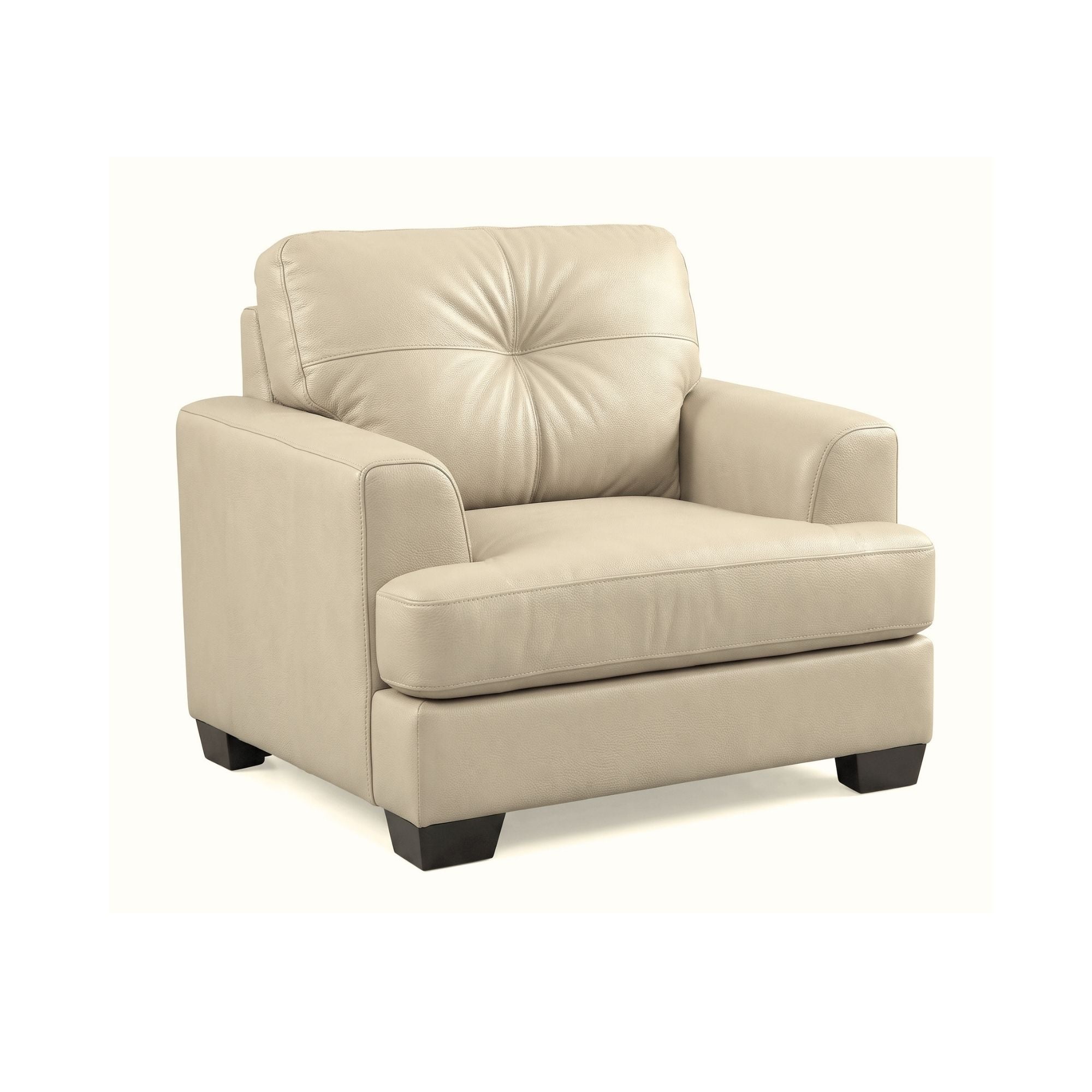 Canadian-made Wilson Leather Sofa Set in beige, featuring plush cushions and sleek design from Sofa by Fancy.